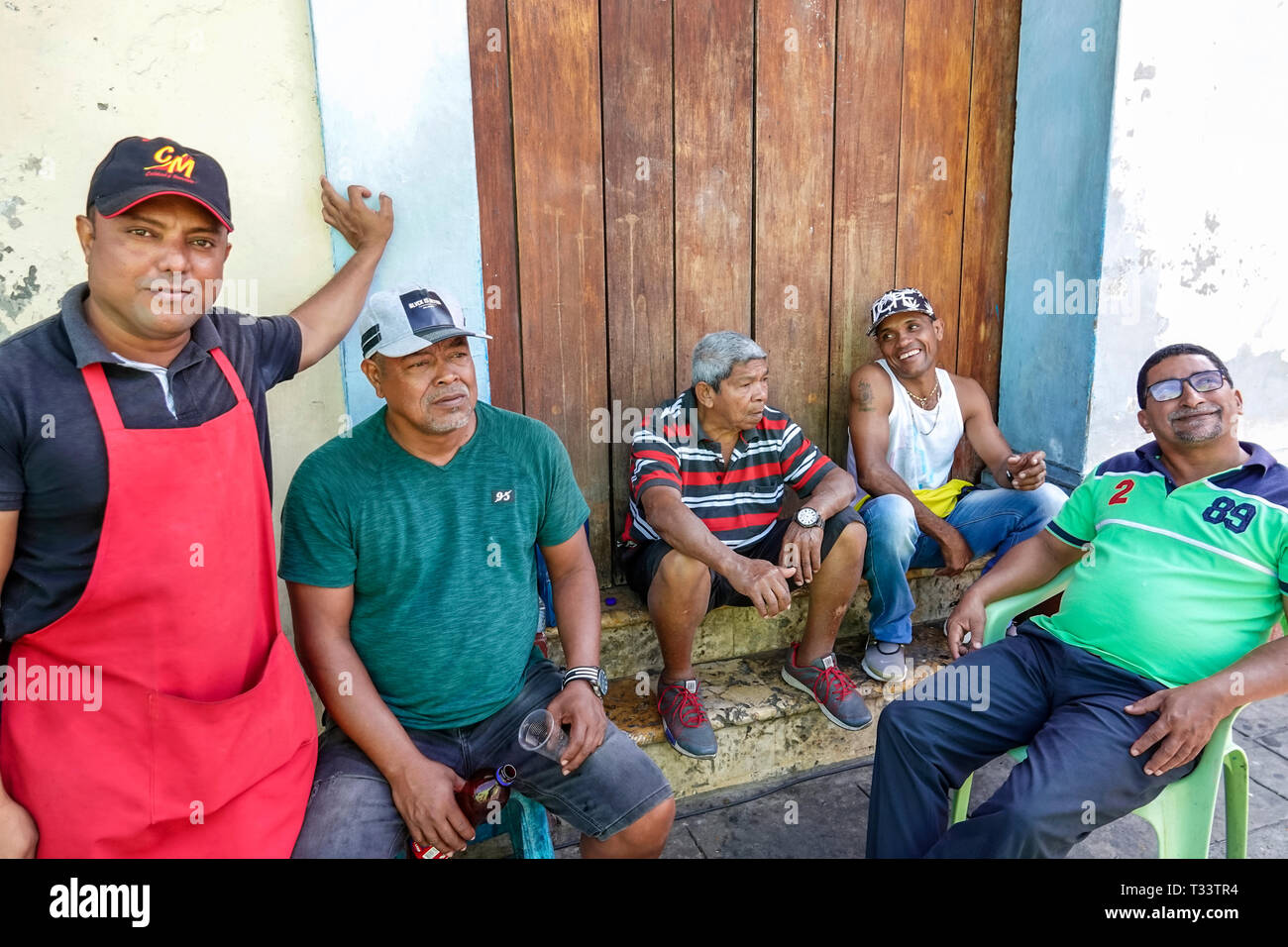 Cartagena Colombia,Center,centre,Getsemani,neighborhood,Hispanic Latin Latino ethnic immigrant immigrants minority,resident residents,adult adults man Stock Photo