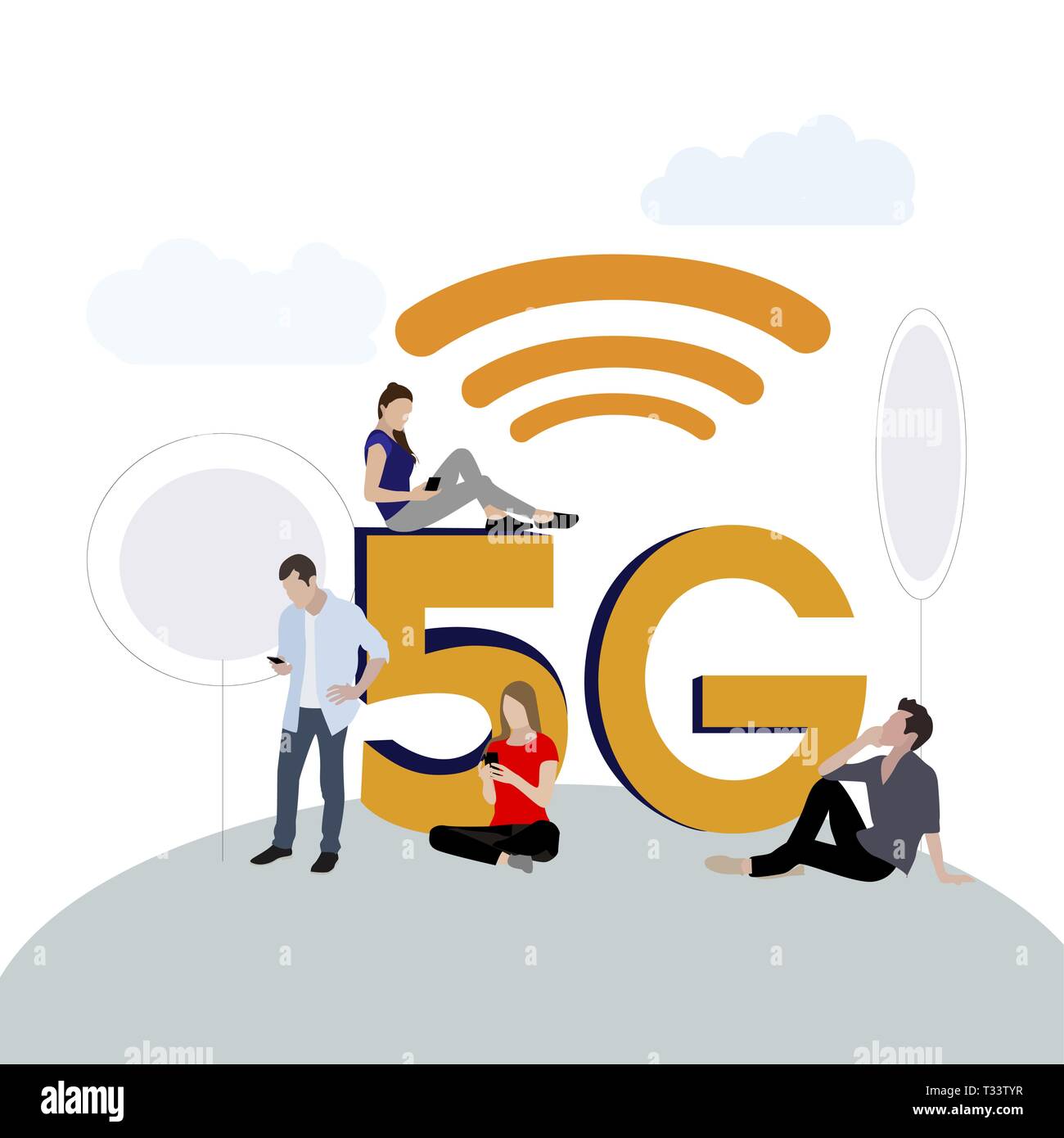 5g Network New Modern Mobile Connect Technology Vector Digital Mobile