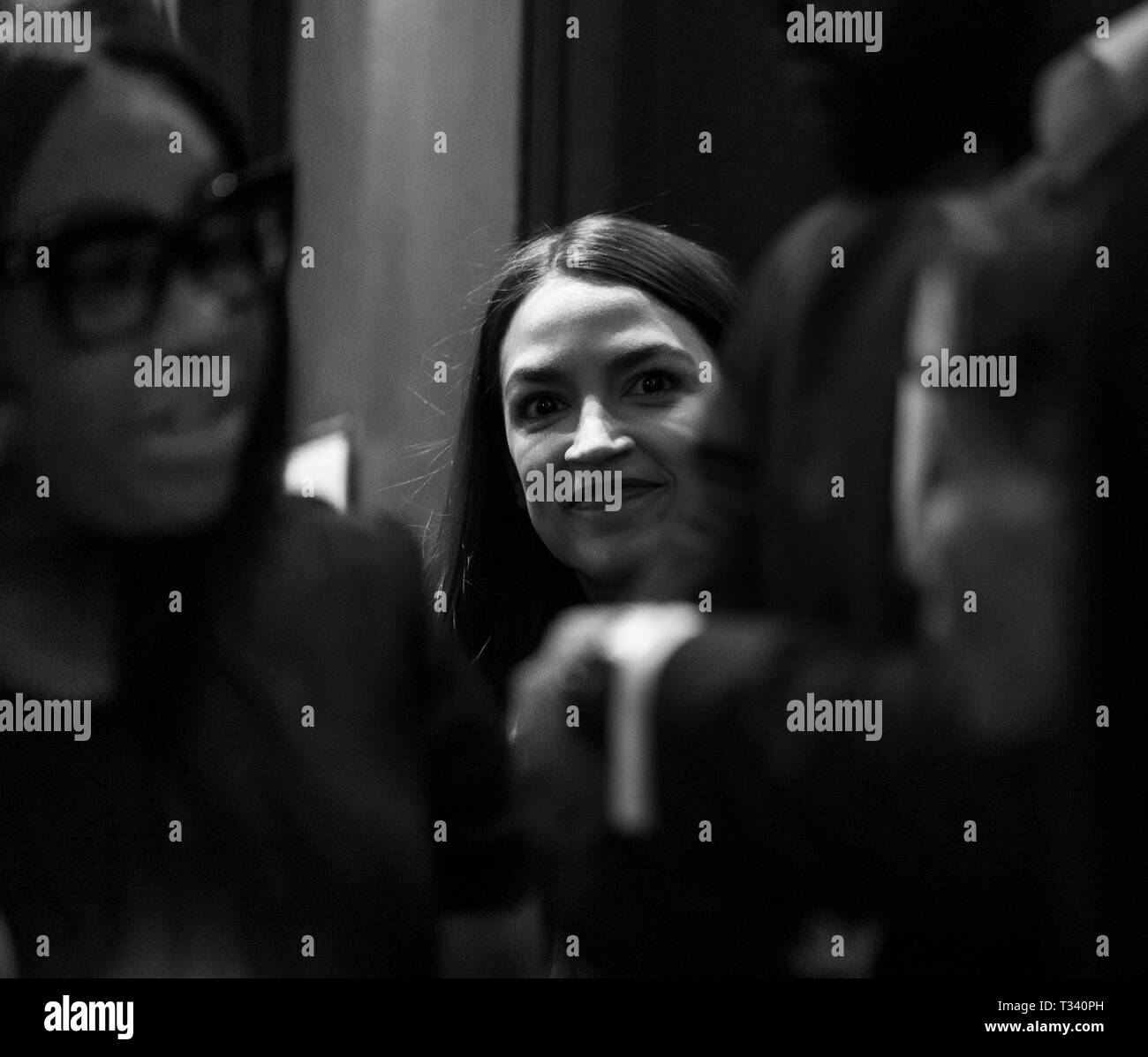 New York, NY - April 5, 2019: US Congresswoman Alexandria Ocasio-Cortez attends National Action Network 2019 convention at Sheraton Times Square. Stock Photo