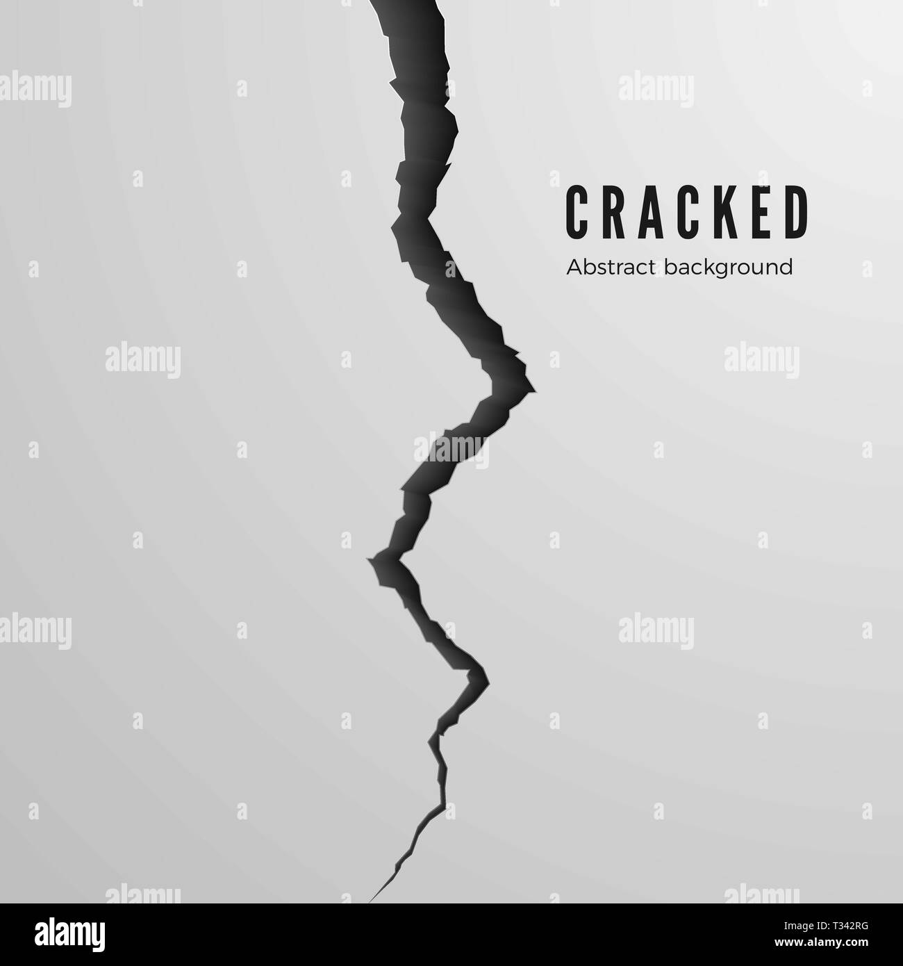 Surface cracked ground. Sketch crack texture. Split terrain after earthquake. Isolated vector illustration Stock Vector