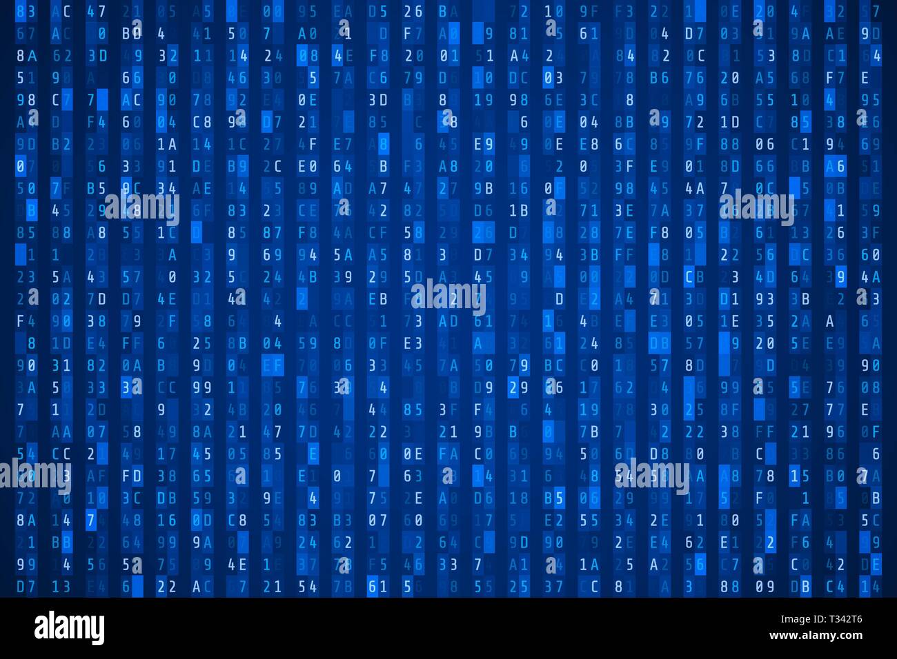 Random hexadecimal code. Abstract digital data element. Matrix background. Vector illustration Stock Vector