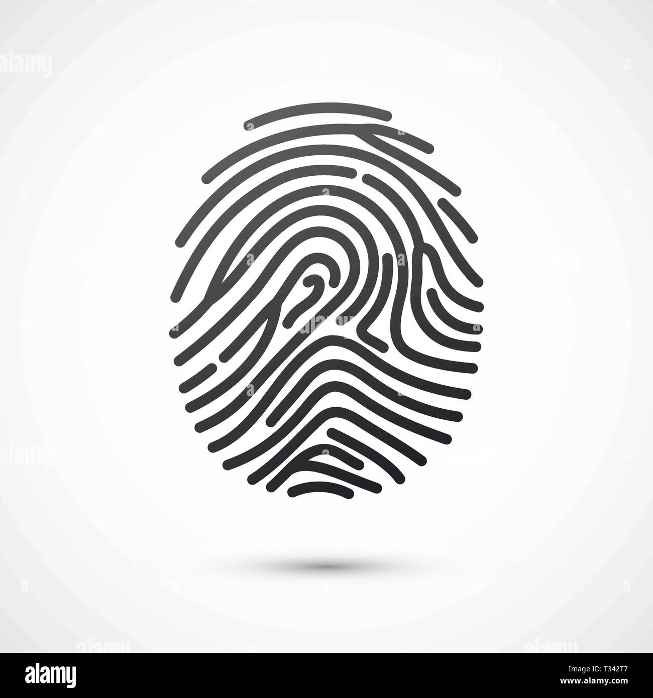 Black fingerprint isolated on white background. Vector illustration Stock Vector