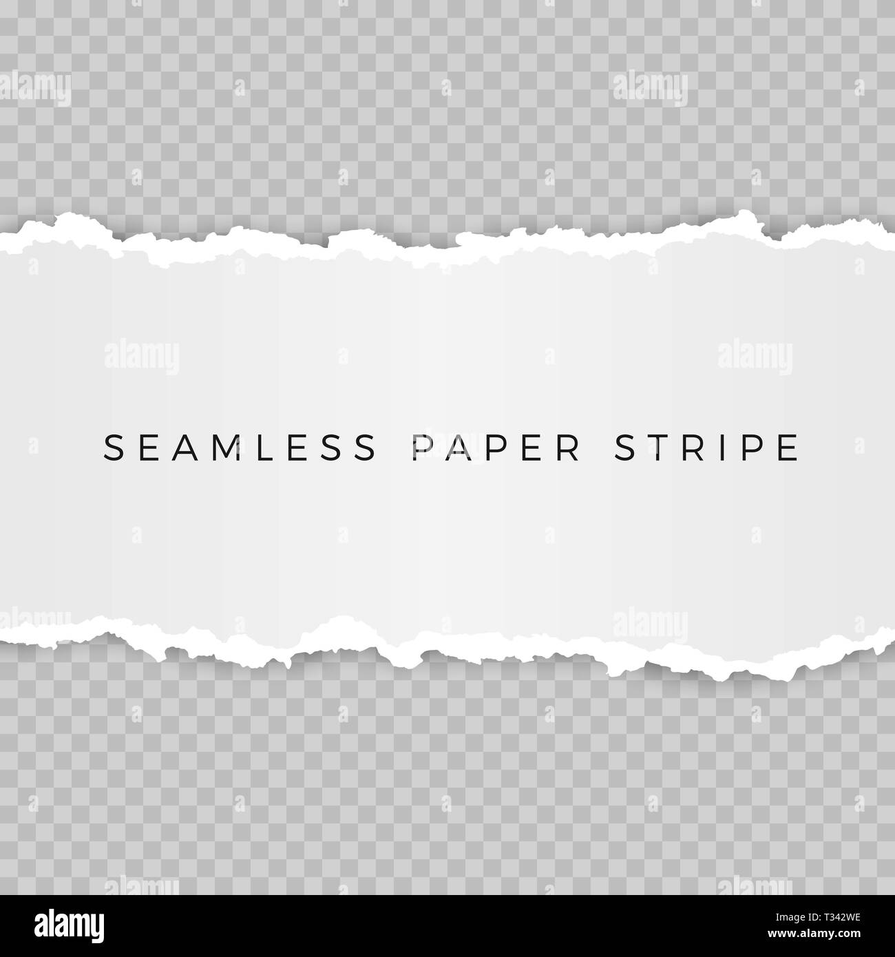 Seamless paper border.  Paper texture with damaged edge isolated on transparent background. Vector illustration Stock Vector
