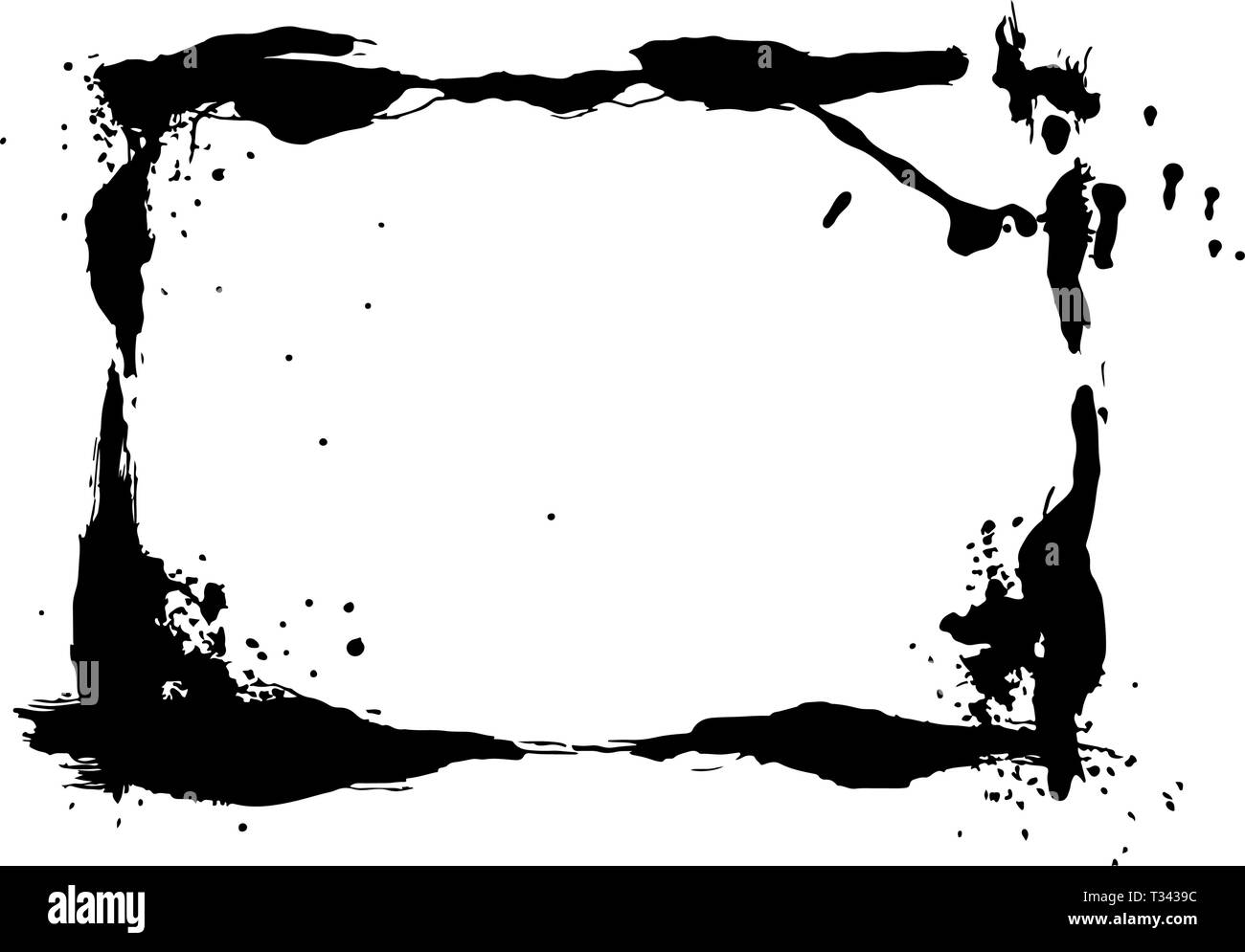 Vector Dry brush frames. Hand drawn artistic frames. Black and white