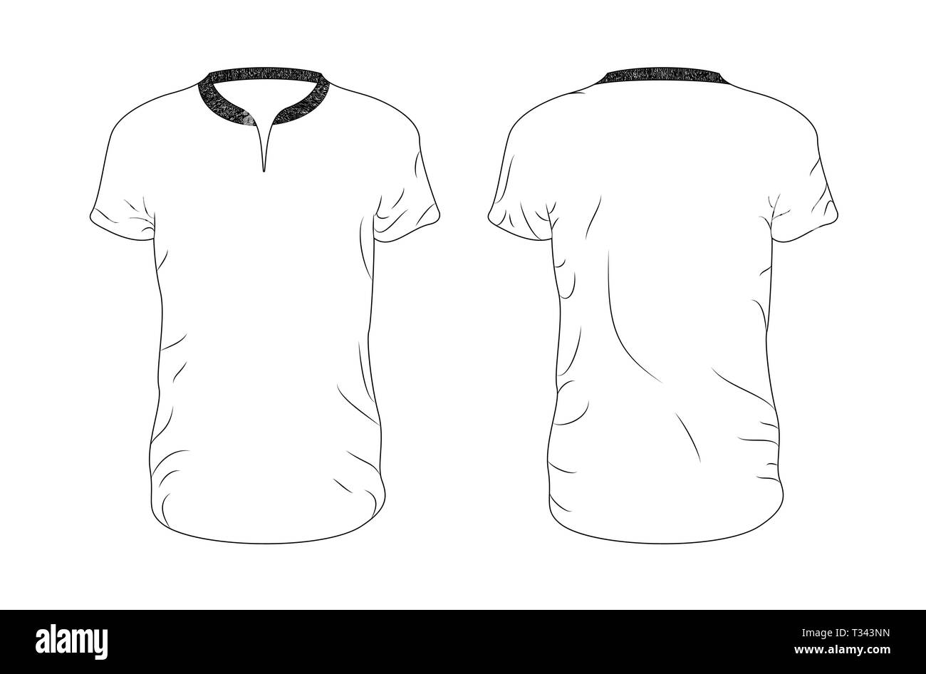Line vector blank t-shirt template. Front and back. EPS8 Stock Vector