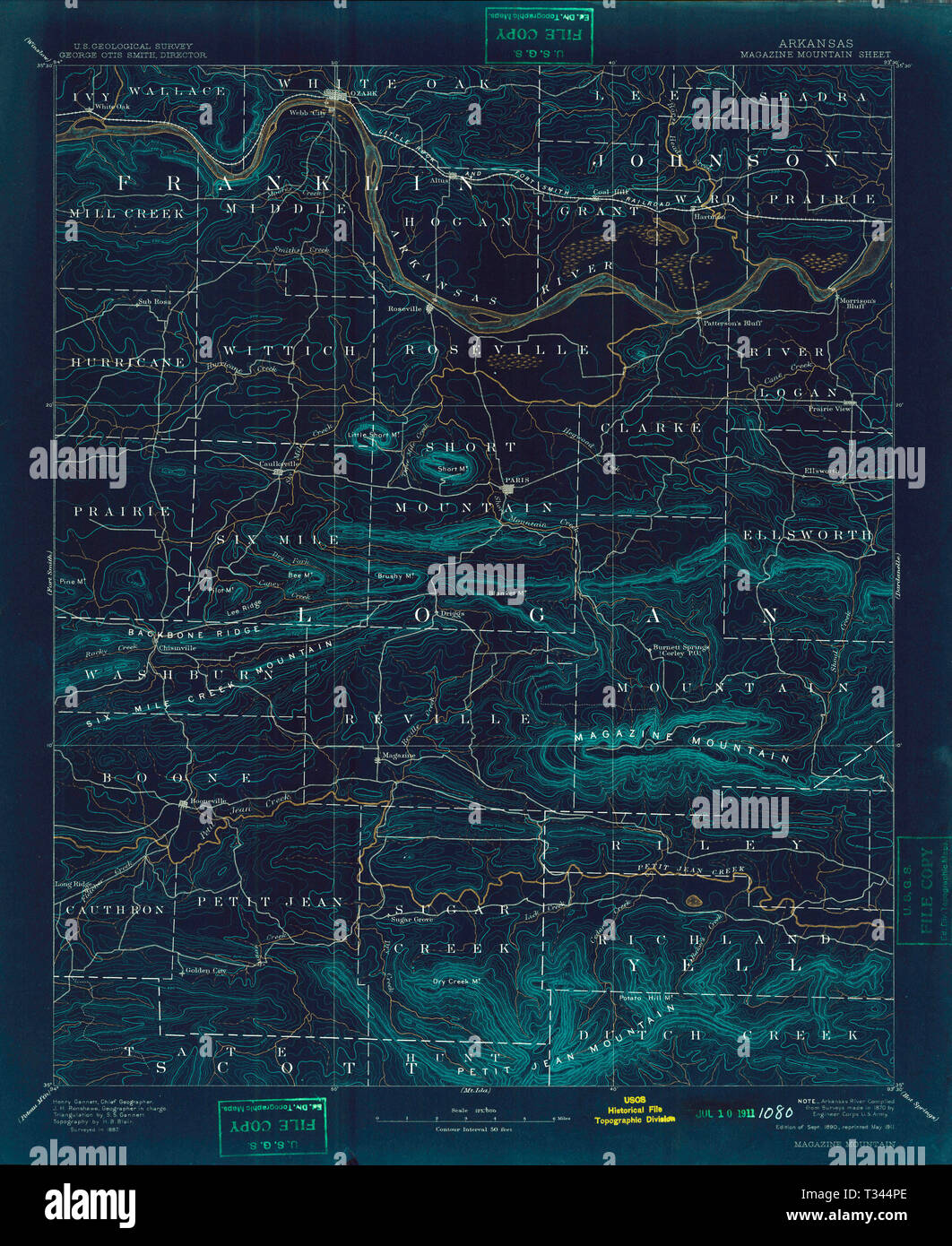 USGS TOPO Map Arkansas AR Magazine - Usgs Topo Map Arkansas Ar Magazine Mountain 260512 1890 125000 Inverted Restoration T344PE 