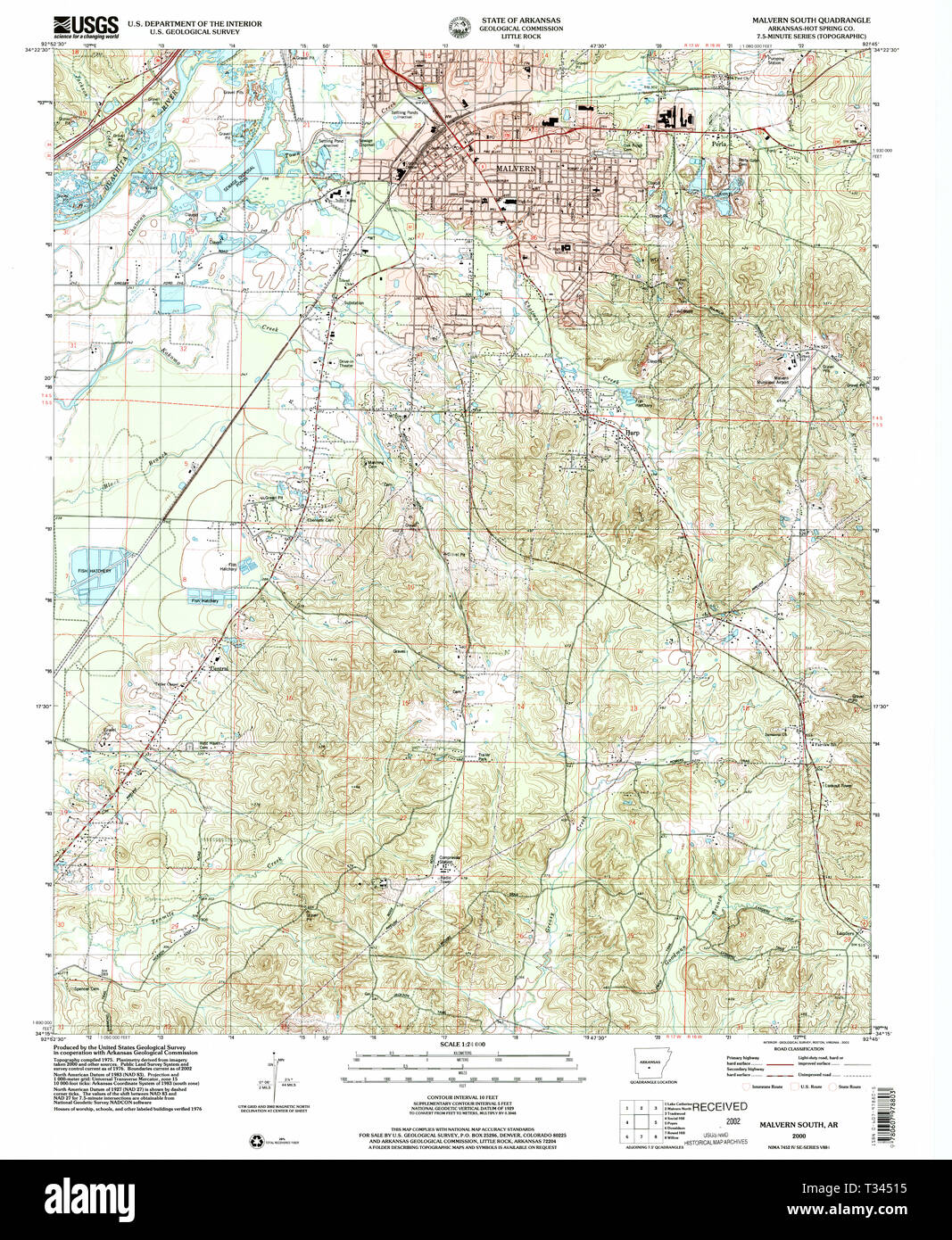 USGS TOPO Map Arkansas AR Malvern South 259001 2000 24000 Restoration ...