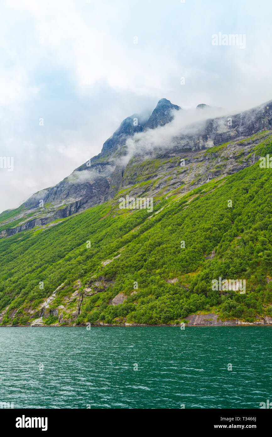 Fjord in Norway nature and travel background. Beautiful view of the