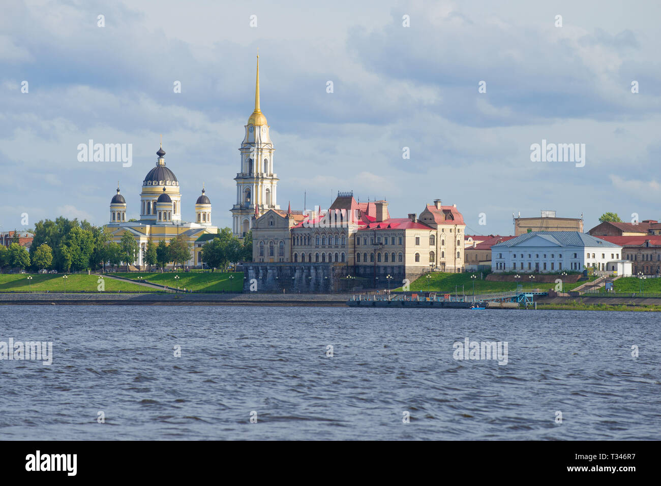 View of the historical center of Rybinsk from the Volga on a July day. Yaroslavl region, Russia Stock Photo