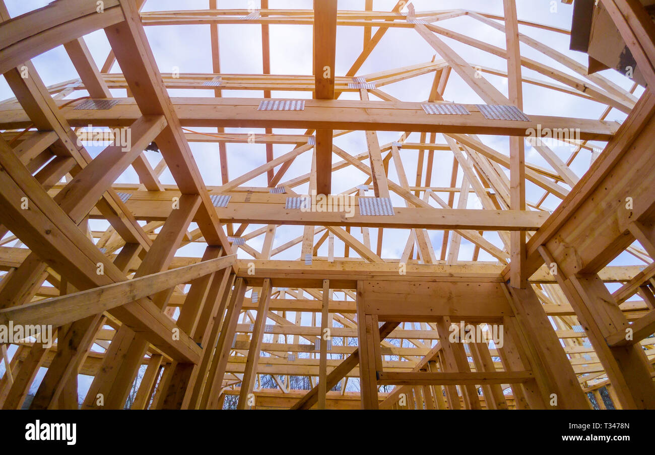 New construction of beam construction house framed the ground up ...