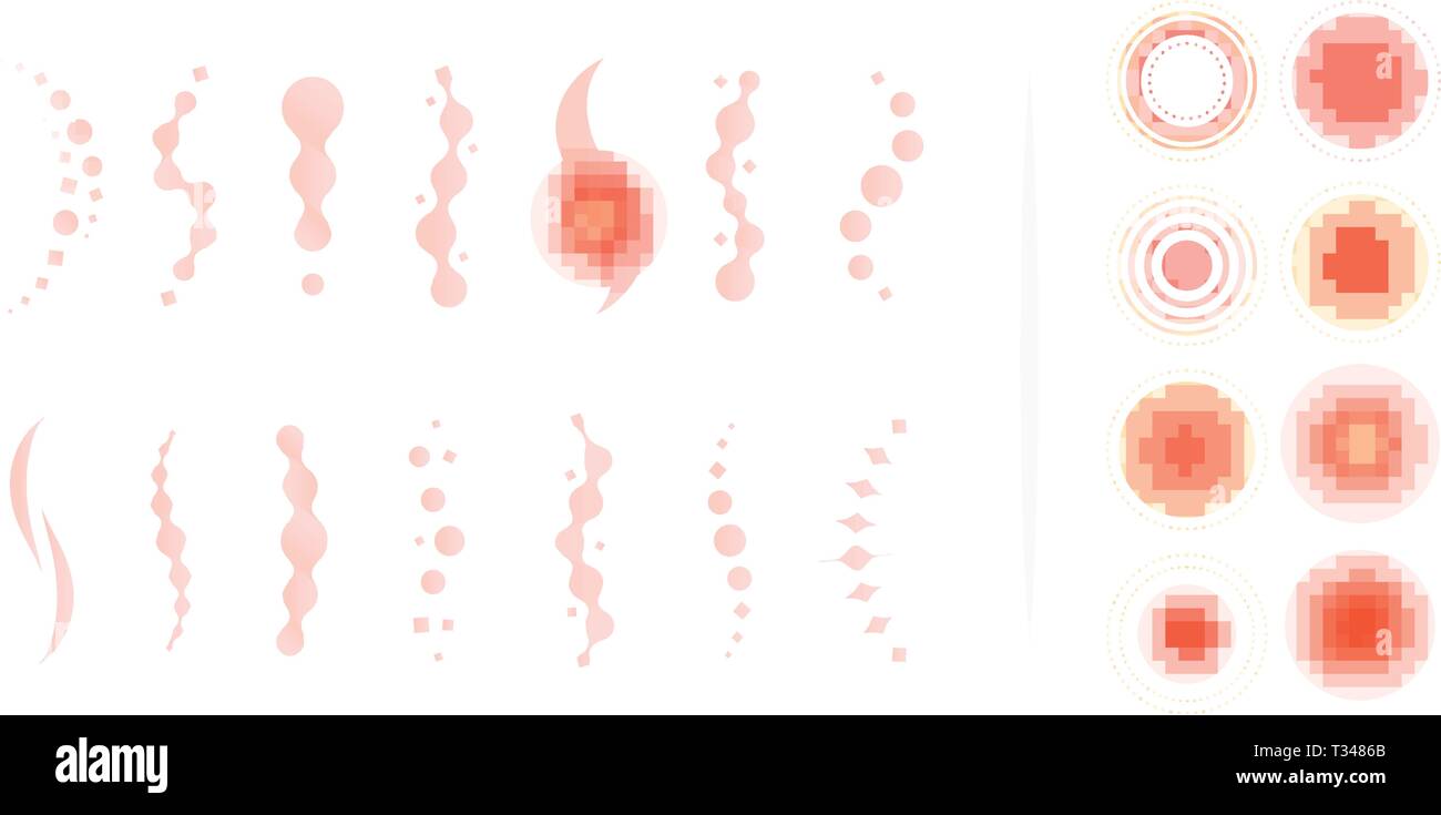 Spine pain. Backache abstract vector icons. Medical unusual isolated ...