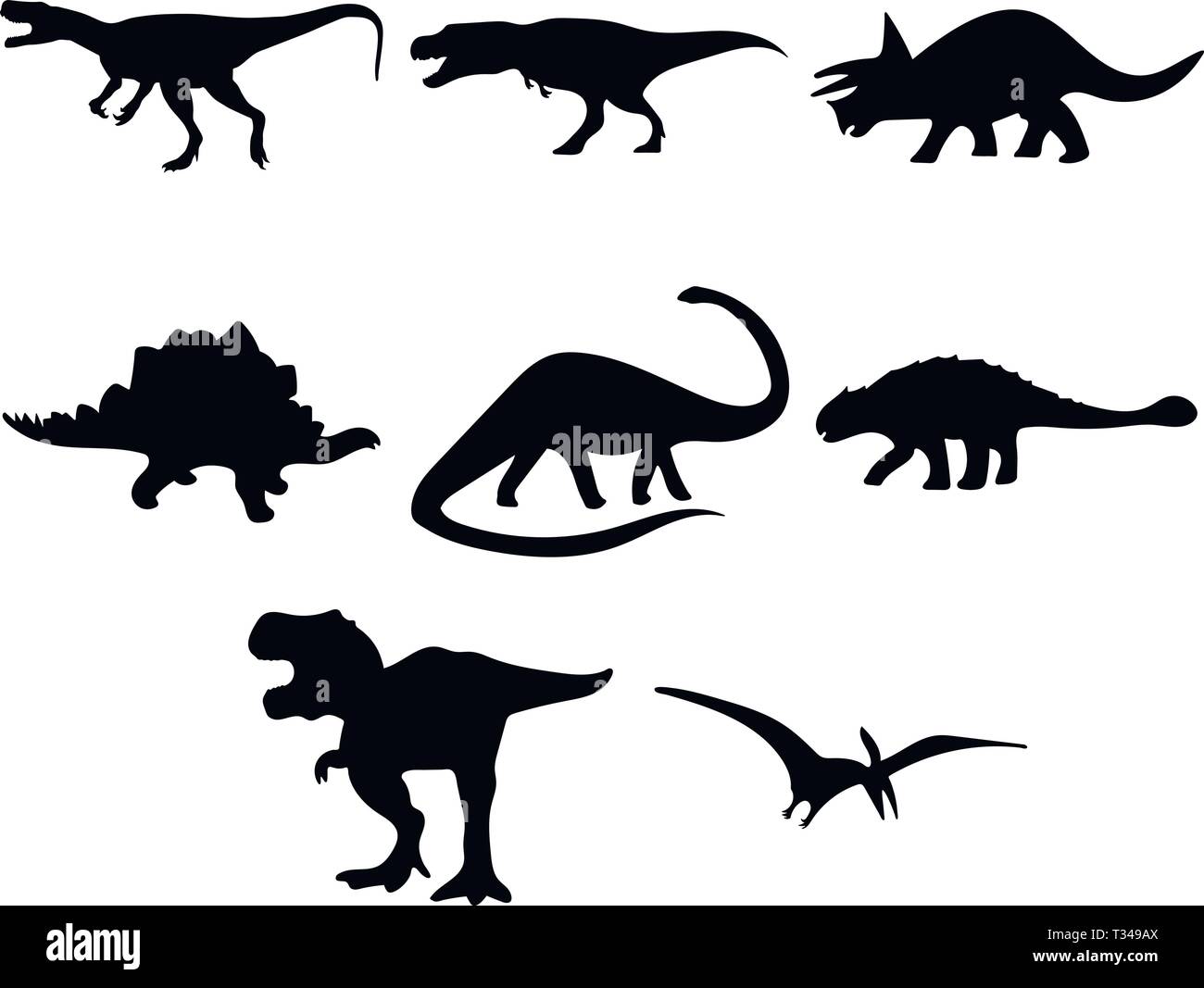 Dinosaur silhouettes set Stock Vector