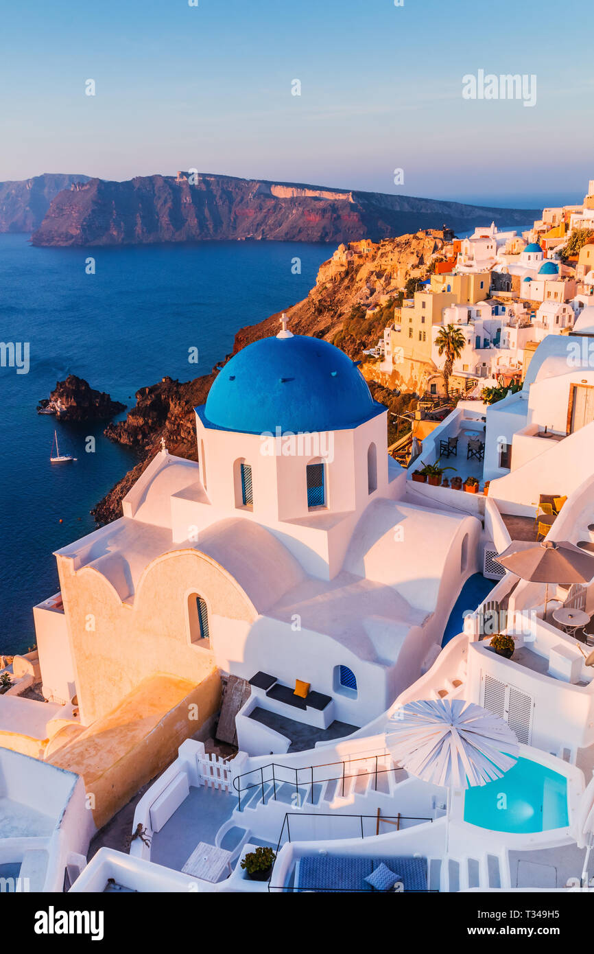 Santorini, Greece. Oia village at sunrise Stock Photo - Alamy