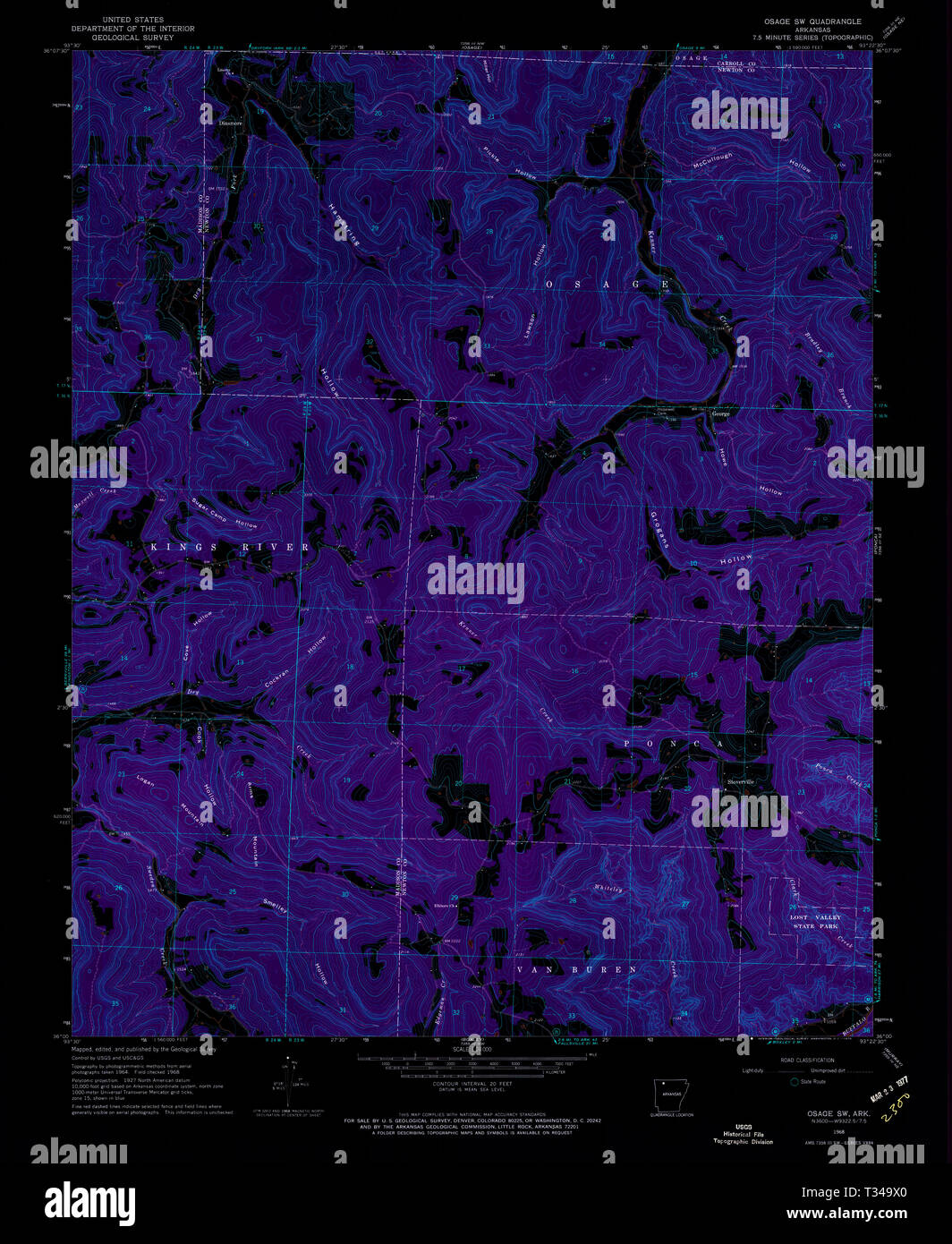 USGS TOPO Map Arkansas AR Osage - Usgs Topo Map Arkansas Ar Osage Sw 259320 1968 24000 Inverted Restoration T349X0 