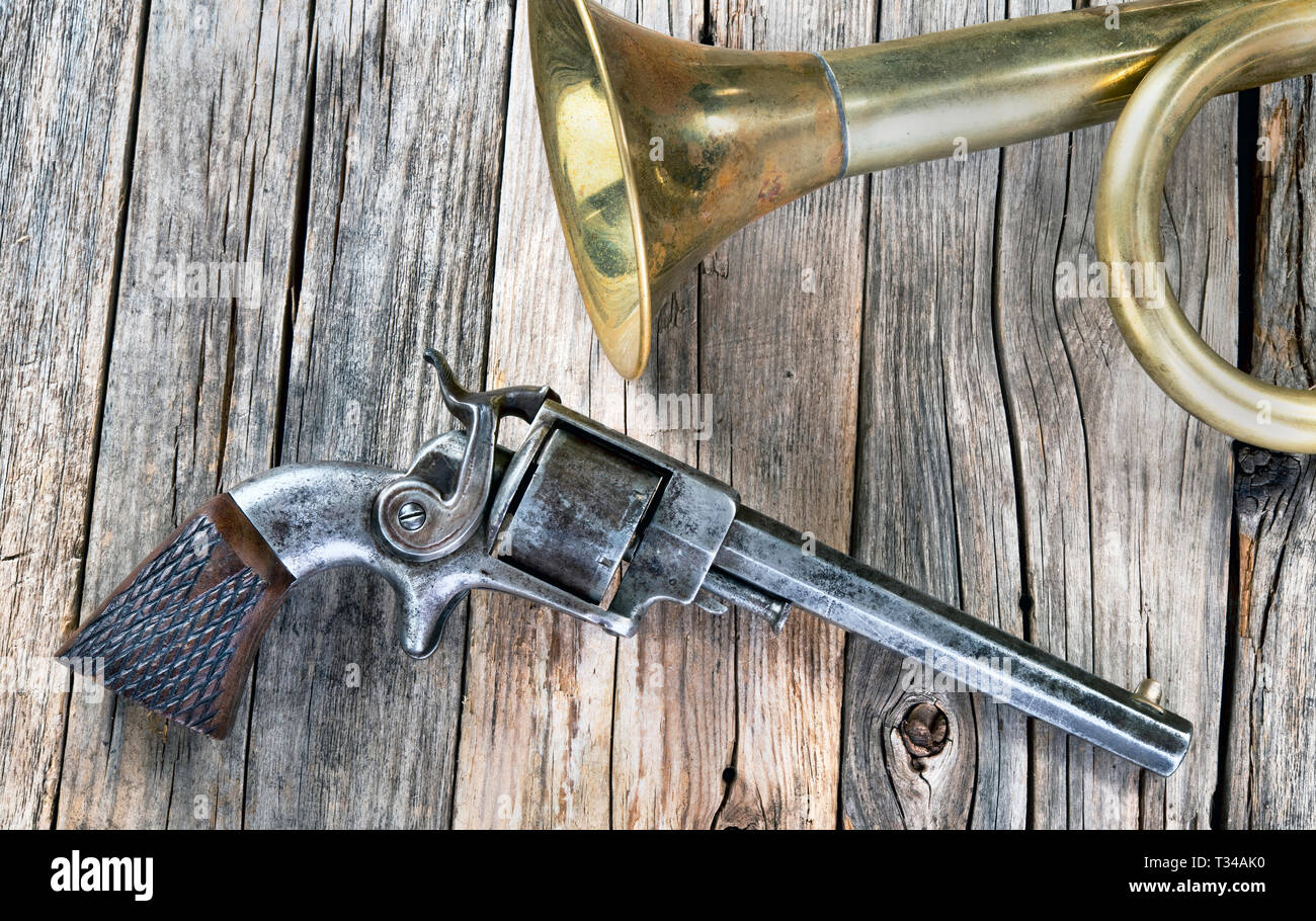 Antique sidehammer pistol used in the Civil War, made around 1861. Stock Photo