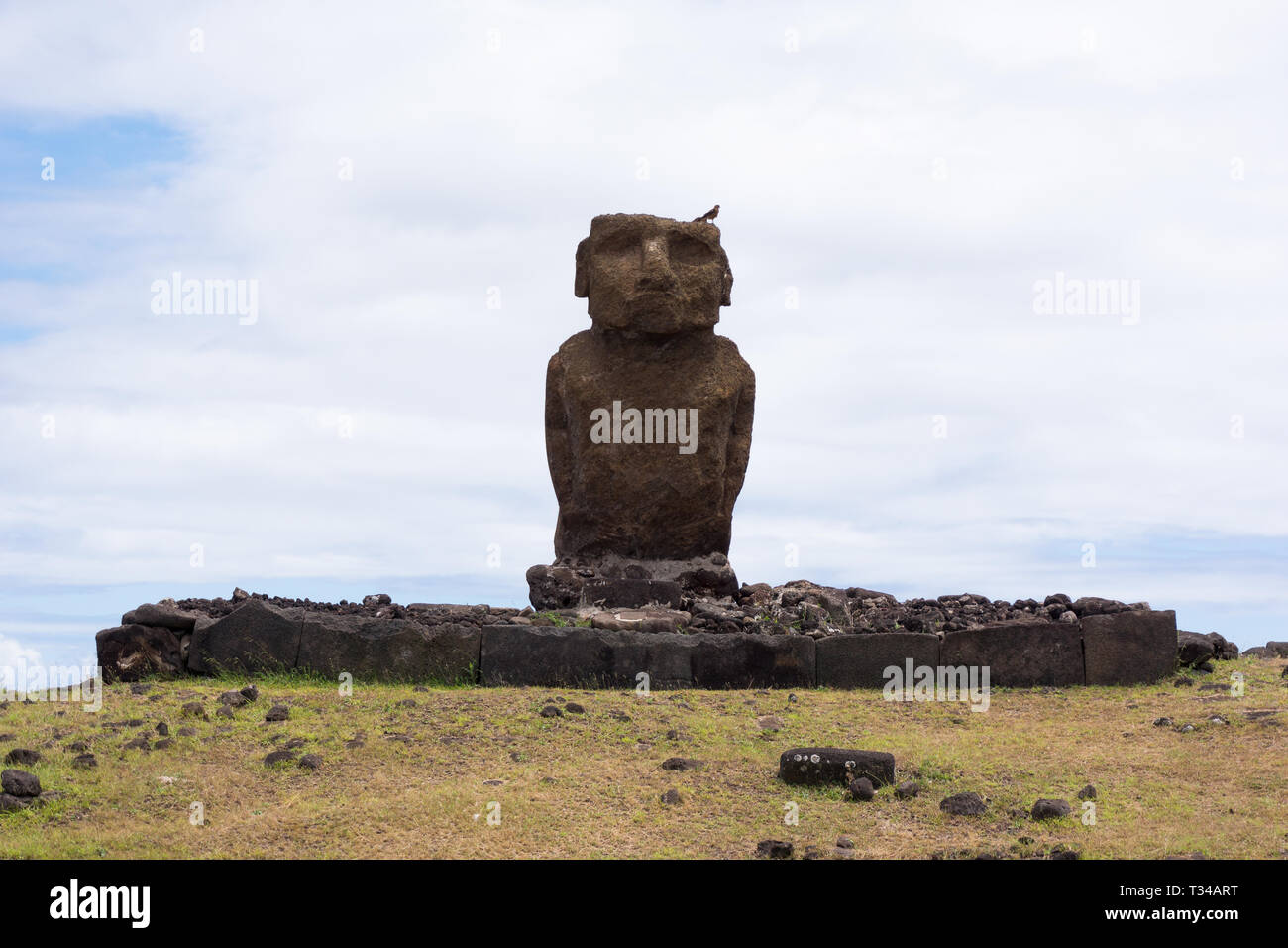 Ahu Ature Huki (Anakena) - Easter Island Stock Photo