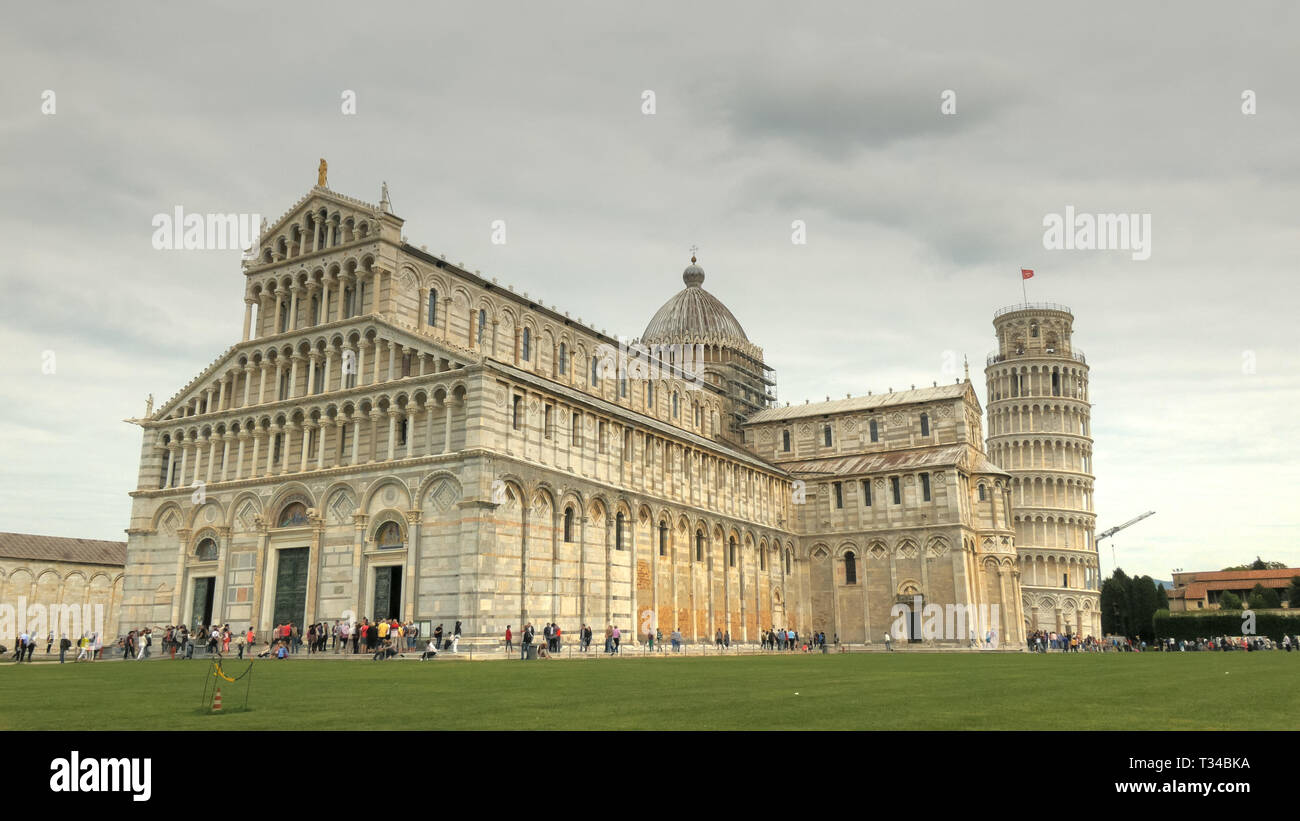 wide view of the famous duomo cathedral in pisa Stock Photo