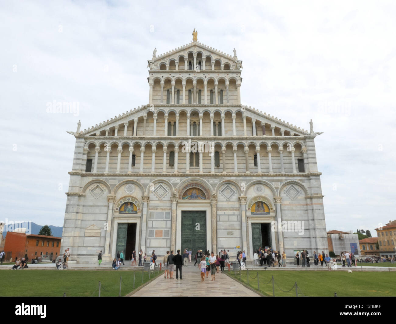 PISA, ITALY- SEPTEMBER 28, 2015: front entrance to the famous duomo cathedral, pisa Stock Photo