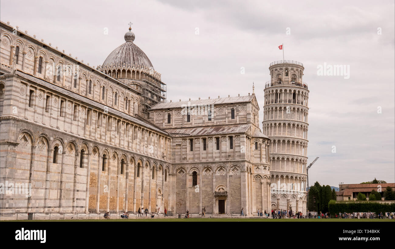 day time view of the duomo and famous leaning tower, pisa Stock Photo