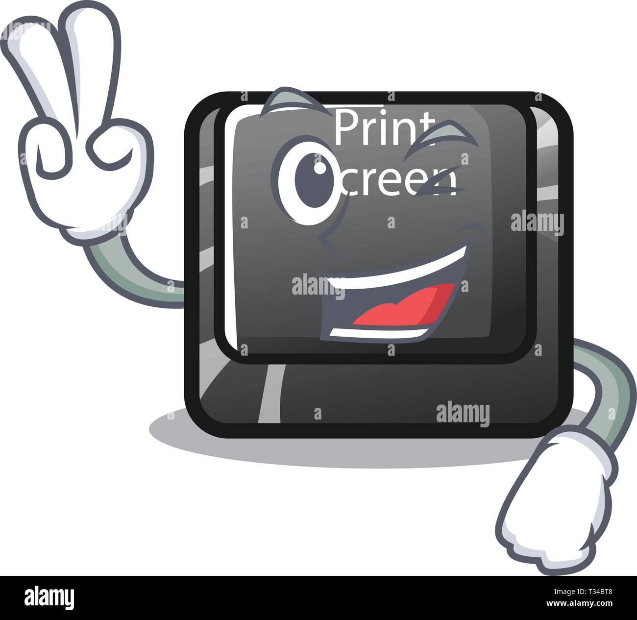 Two finger button print screen in shape mascot Stock Vector