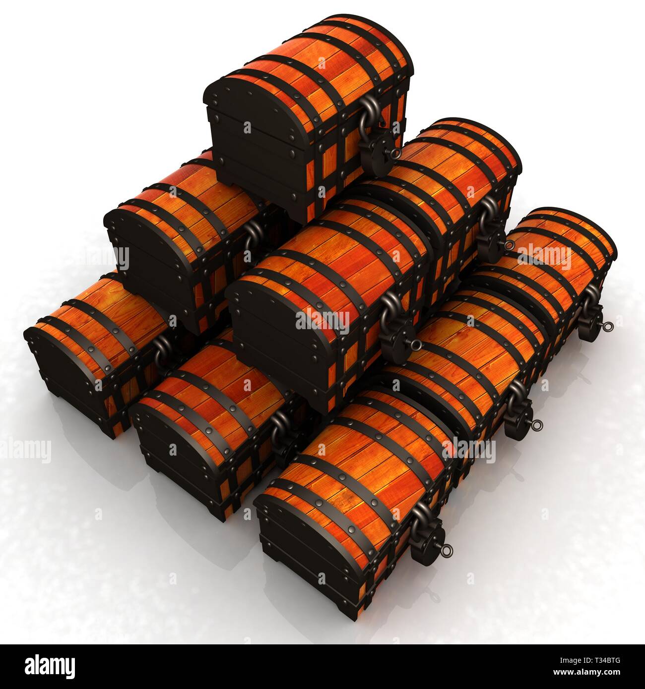 Chests. 3d illustration Stock Photo - Alamy