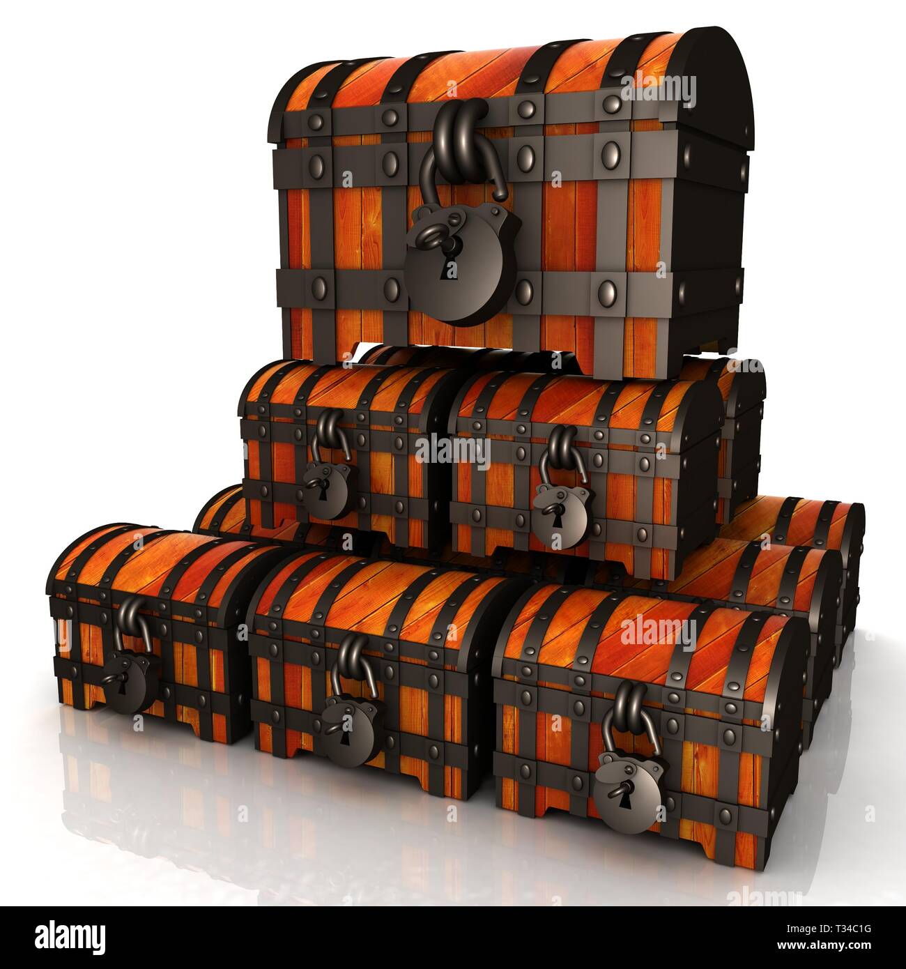 Chests. 3d illustration Stock Photo - Alamy