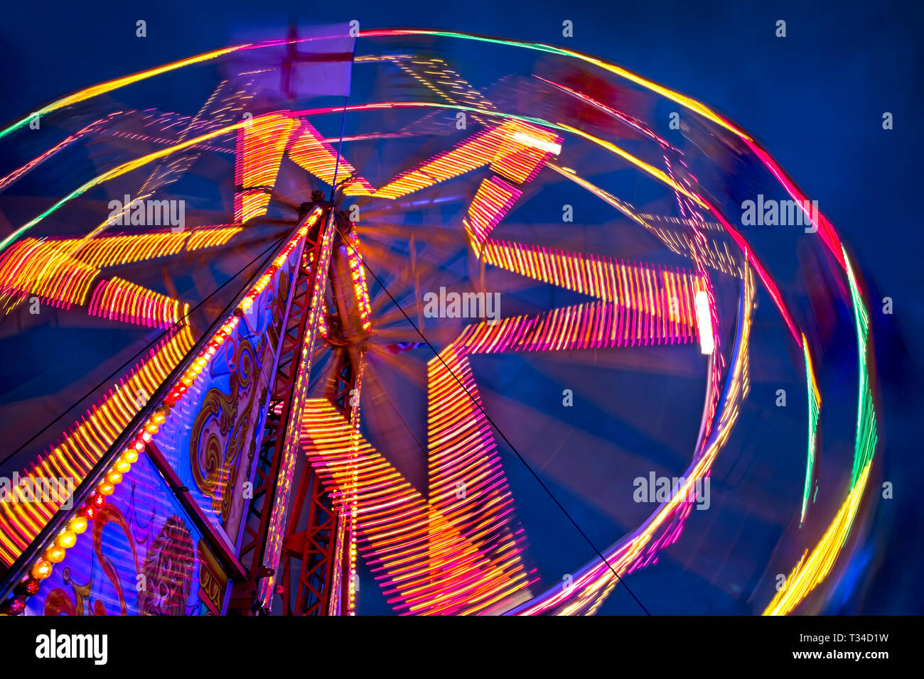 Scary night ride at the Great Dorset Steam Fair UK Stock Photo