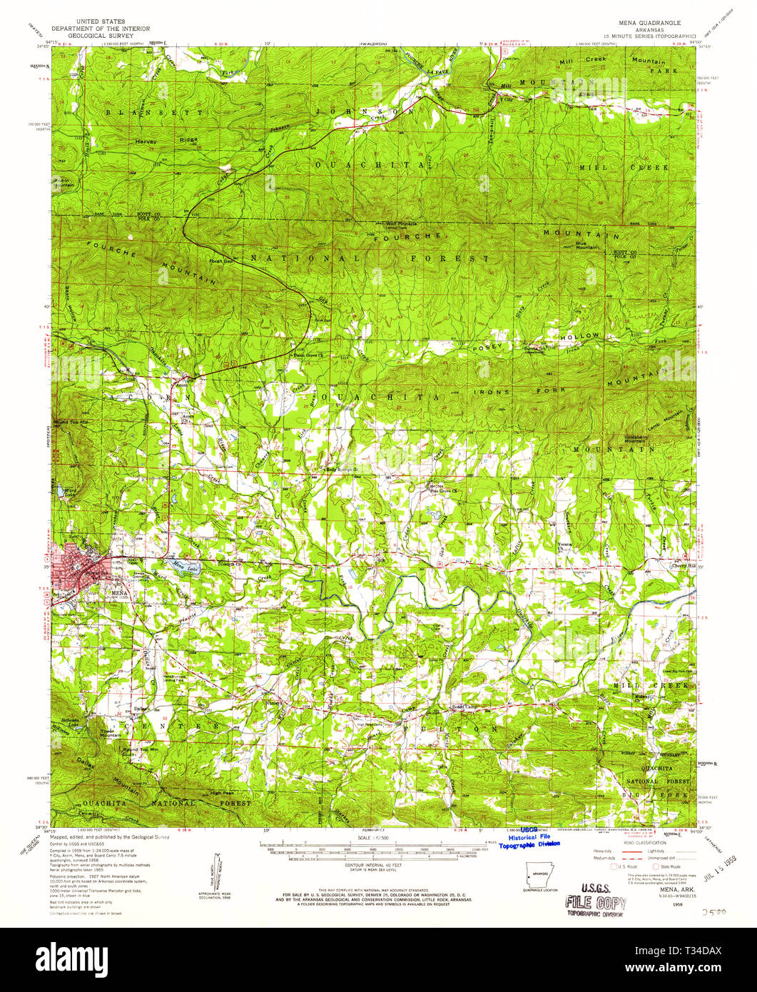 Topographical Map of Mena Arkansas