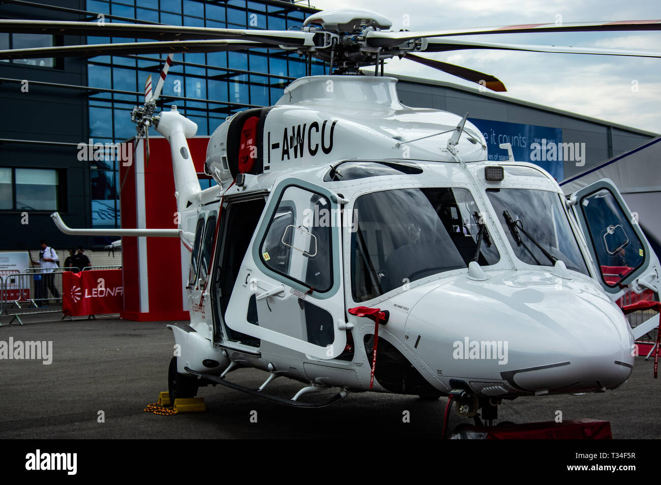 Augusta Westland AW 189 helicopter on static display at Farnborough air show 2018 Stock Photo