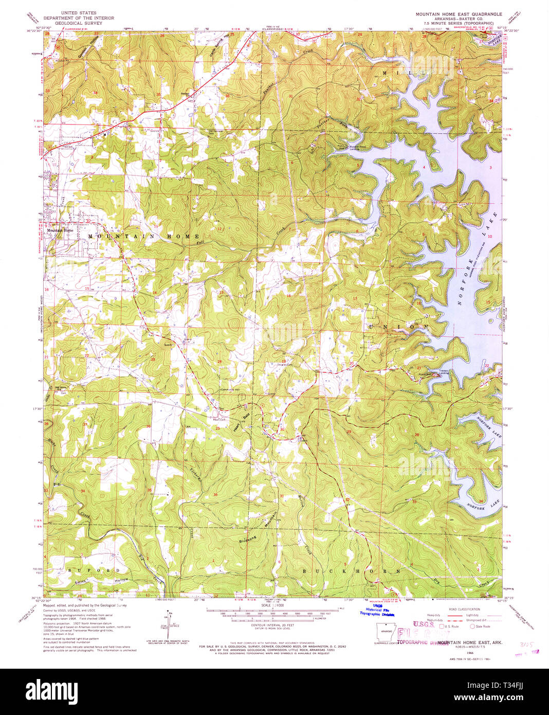 USGS TOPO Map Arkansas AR Mountain Home East 259151 1966 24000