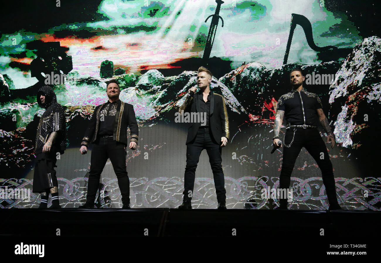 Boyzone's seen performing at the ICC in Sydney during the Thank you ...