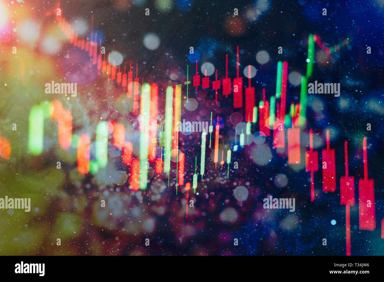 data on a monitor which including of Market Analyze. Bar graphs, Diagrams, financial figures. Forex chart. Stock Photo