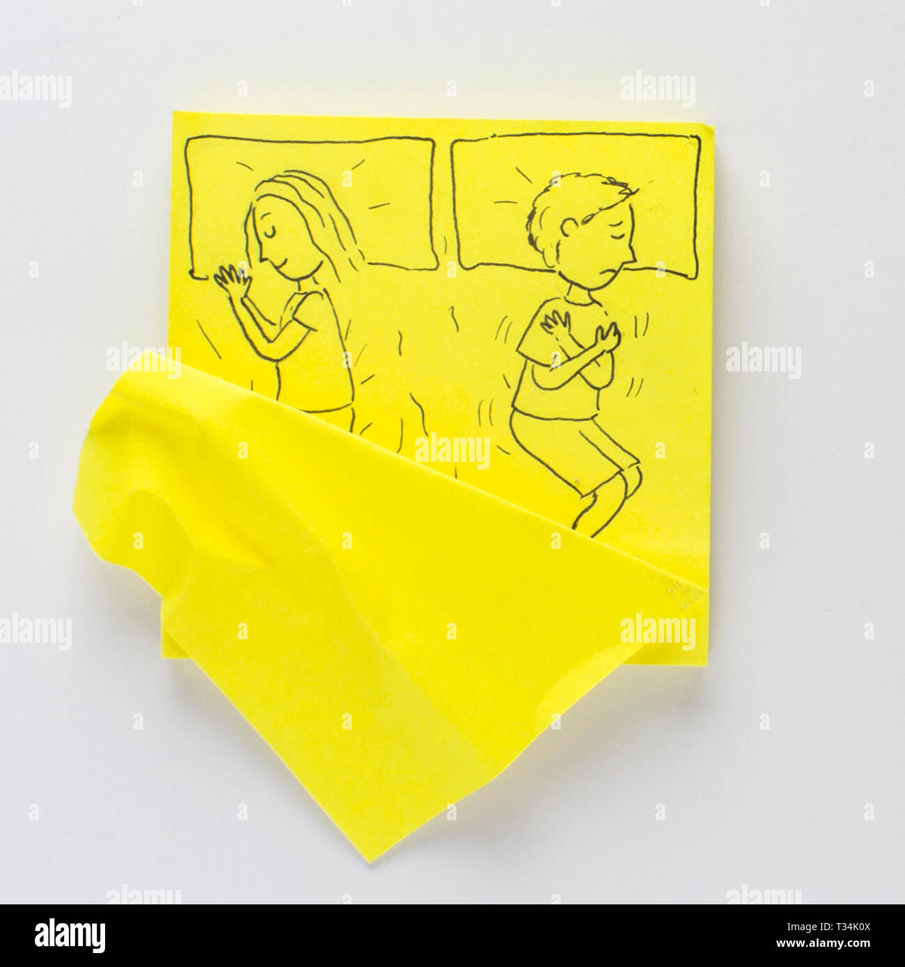 Conceptual couple sleeping in bed Stock Photo