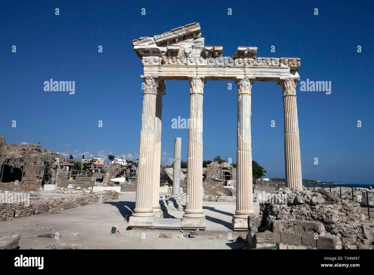 Temple of Apollo, Side Roman ruins, Antalya, Turkey Stock Photo