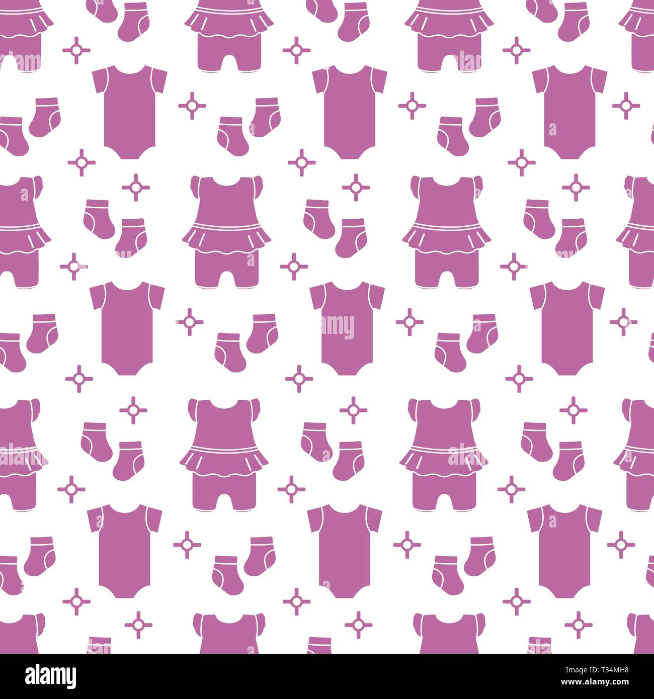 Seamless pattern with baby clothes. Vector illustration with slip ...