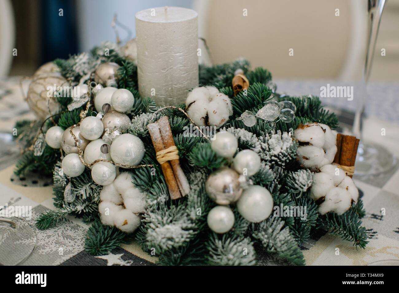 Christmas decoration on a table Stock Photo