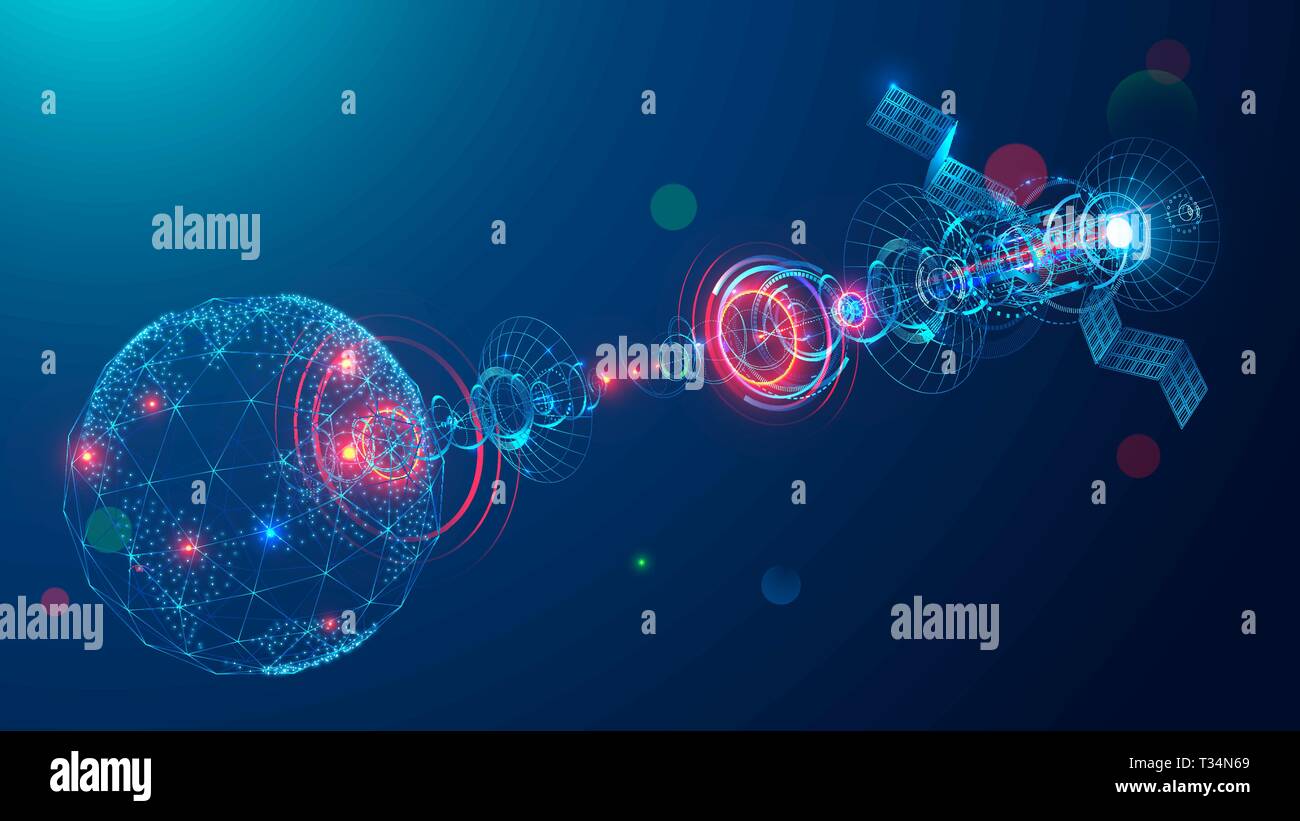 satellite broadcasting a abstract signal in space