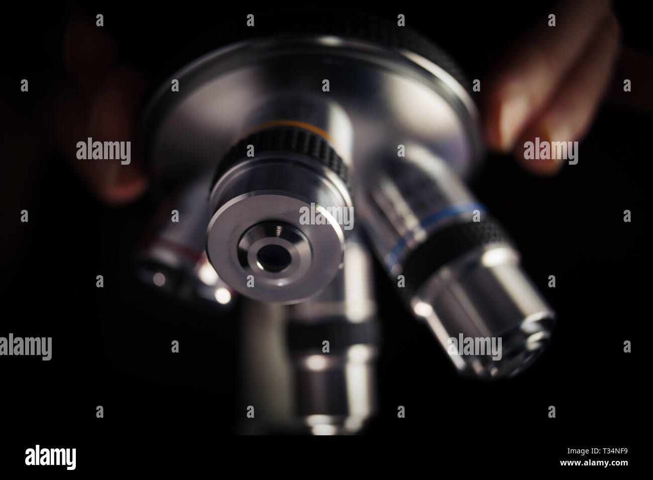 Optical microscope science and laboratory equipment. Microscope is