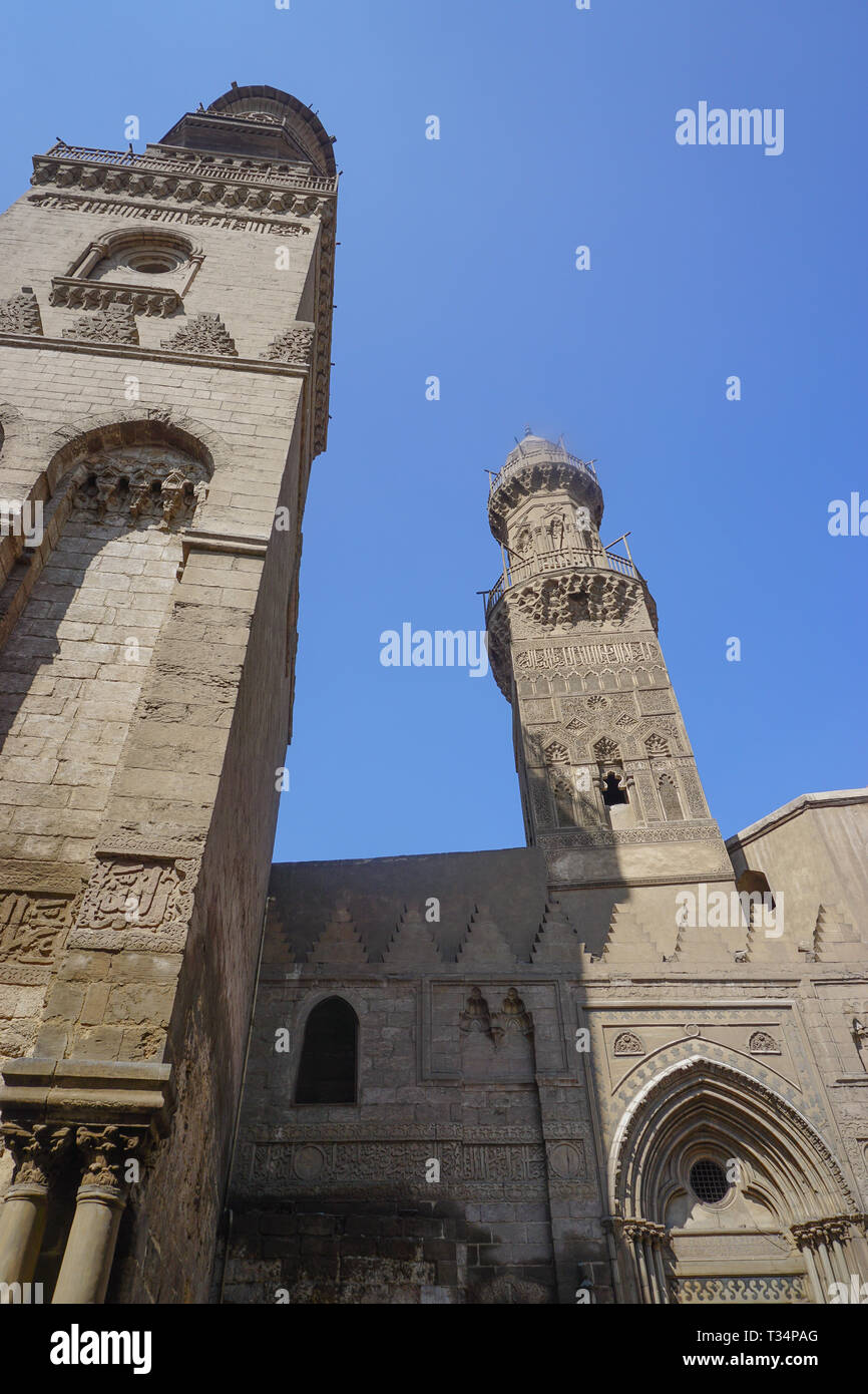 Cairo, Egypt: Detail of the Qalawun complex (c. 1285), on Muizz Street in the heart of Islamic Cairo District. Stock Photo