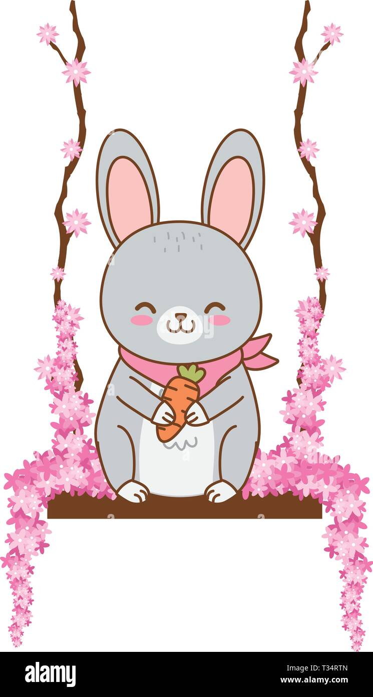cute little animal rabbit bunny over swing cartoon vector illustration  graphic design Stock Vector Image & Art - Alamy