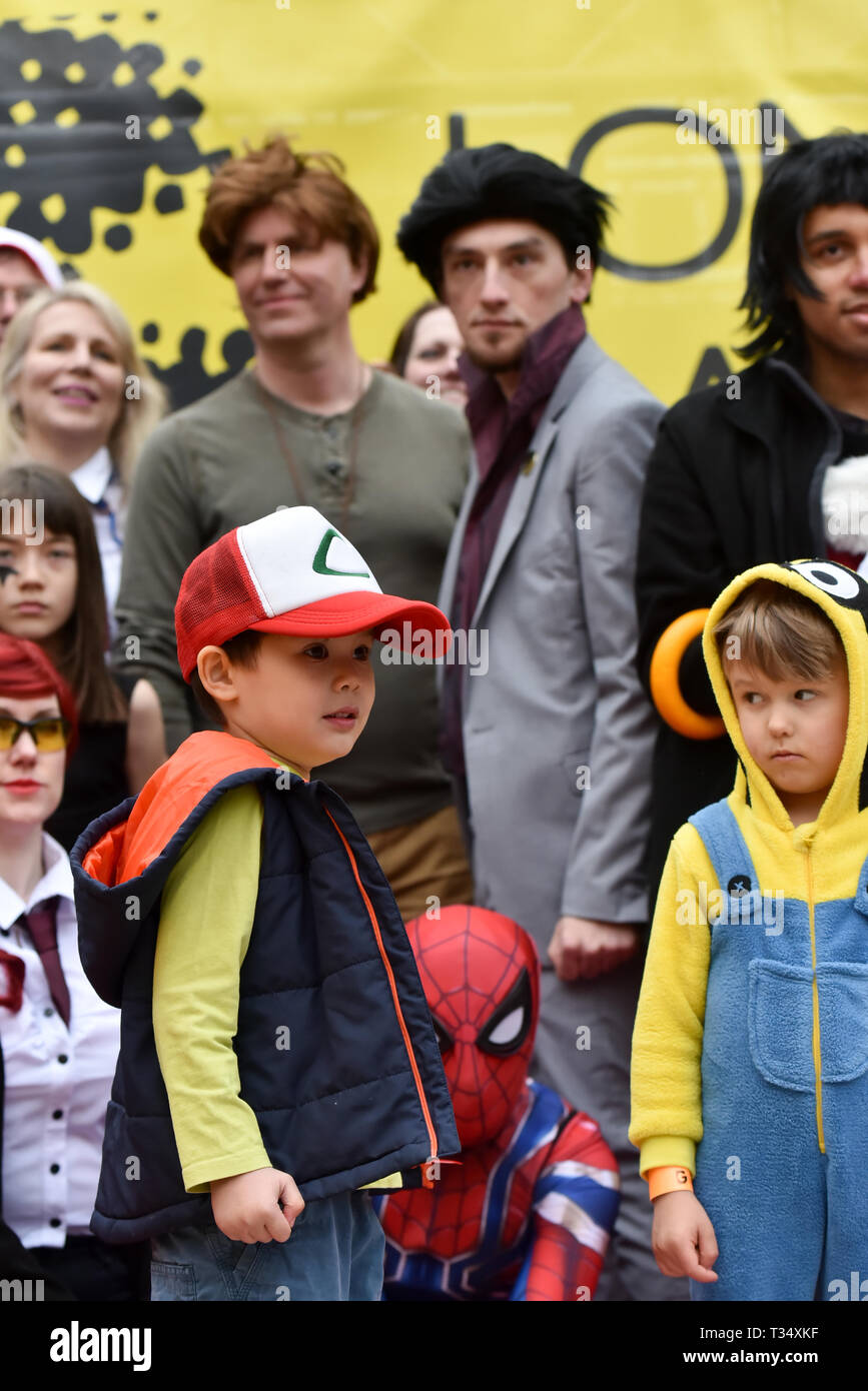 City of London, London, UK. 6th Apr, 2019. Cosplayers take part in the London Games Festival character parade from Guildhall to St Pauls Cathedral. Credit: Matthew Chattle/Alamy Live News Stock Photo
