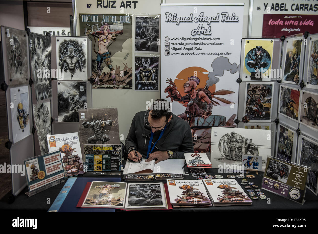 Barcelona Spain 06th April 2019 A Cartoonist Seen During - 