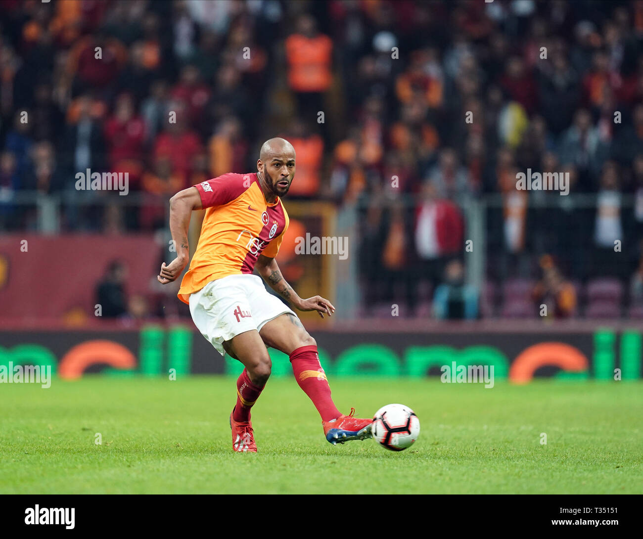 Istanbul, Turkey. 6th Apr, 2019. Marc""¹o during Galatasaray v Yeni  Malatyaspor at the Turk Telekom Stadium in Istanbul, Turkey. Ulrik  Pedersen/CSM/Alamy Live News Stock Photo - Alamy