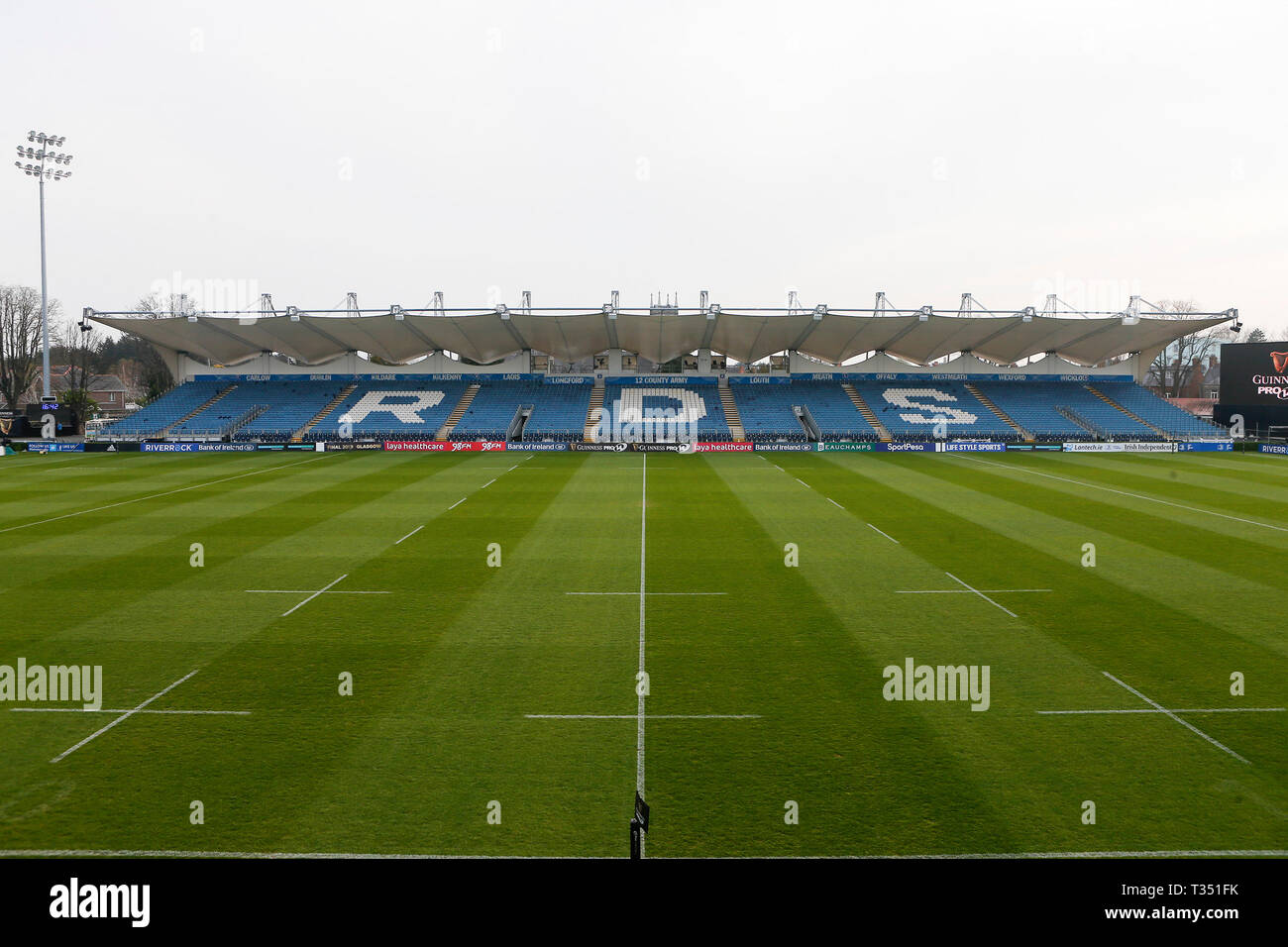 RDS Arena, Dublin, Ireland. 6th Apr, 2019. Guinness Pro14 rugby, Leinster  versus Benetton; A general view of the RDS Arena prior to kickoff Credit:  Action Plus Sports/Alamy Live News Stock Photo -