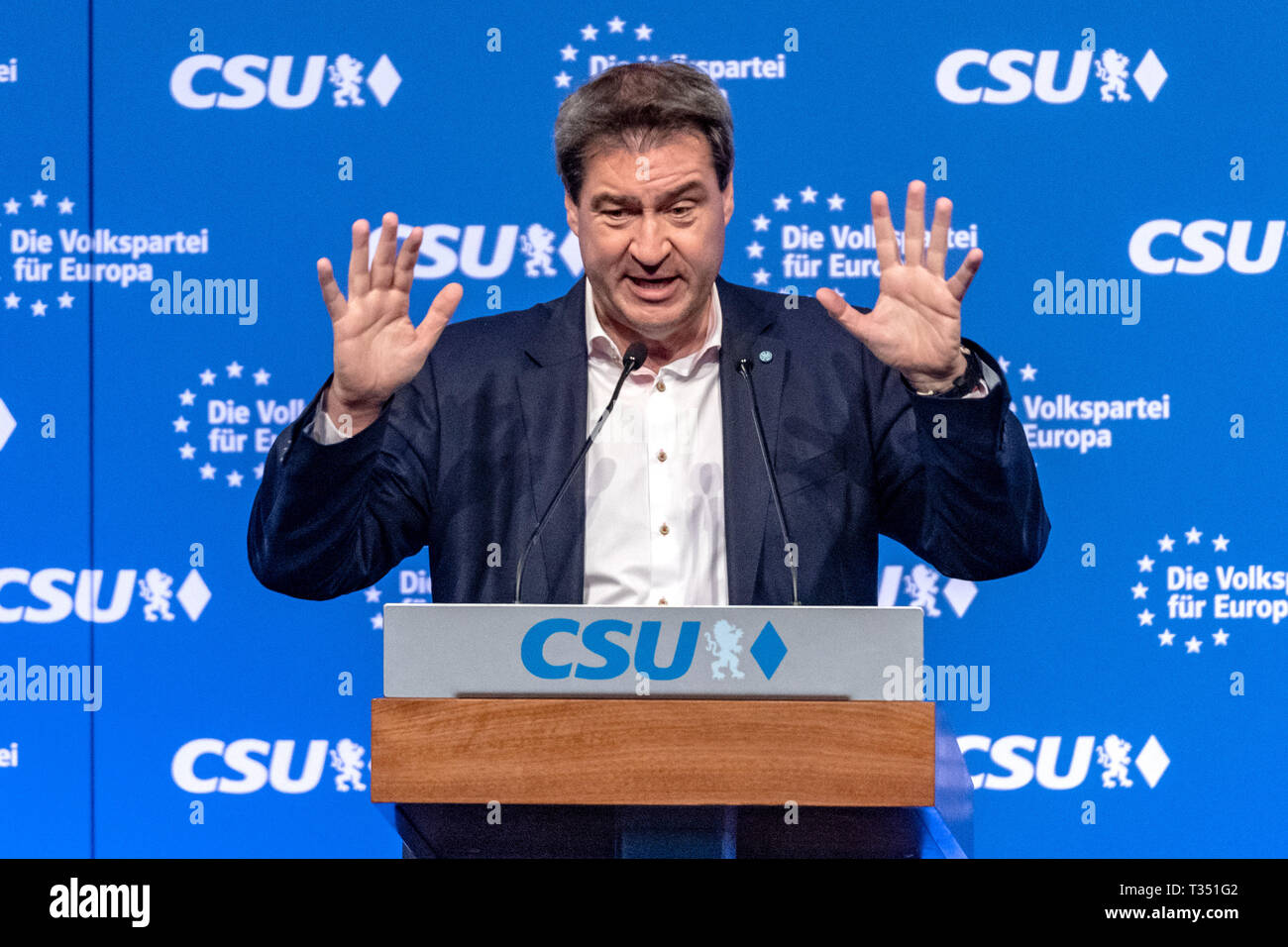 Straubing, Germany. 06th Apr, 2019. Markus Söder (CSU), Bavarian Prime ...