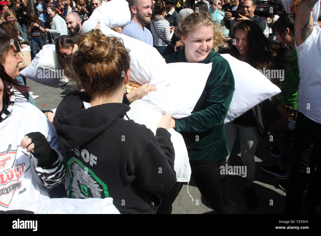 Worlds largest pillow fight hires stock photography and images Alamy