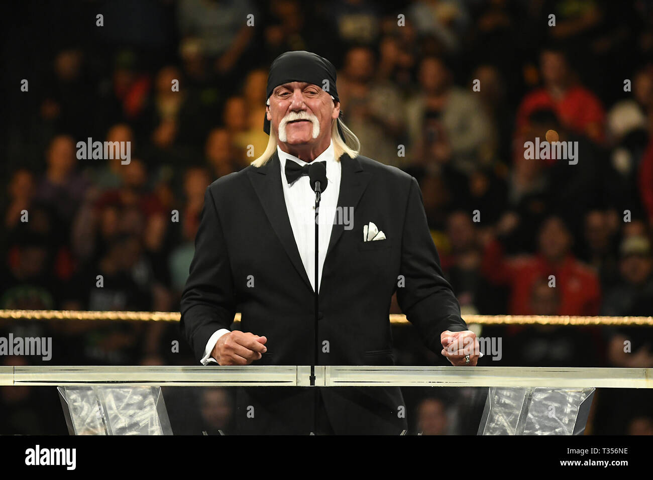 New York, USA. 6th Apr, 2019. Hulk Hogan at the 2019 WWE Hall Of Fame Ceremony at the Barclay's Center in Brooklyn, New York City on April 6, 2019. Credit: George Napolitano/Media Punch/Alamy Live News Stock Photo