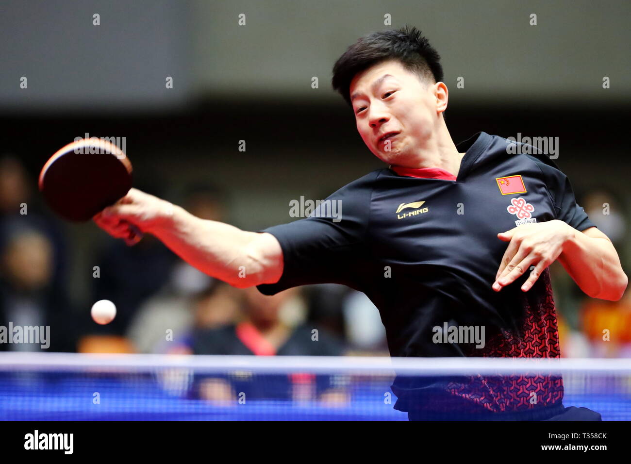 Ma Long (CHN),  APRIL 5, 2019 - Table Tennis : 32nd LION ITTF-ATTU Asian Cup Yokohama 2019  Men's Singles 1st stage  at Yokohama Cultural Gymnasium, Kanagawa, Japan. (Photo by Naoki Nishimura/AFLO SPORT) Stock Photo