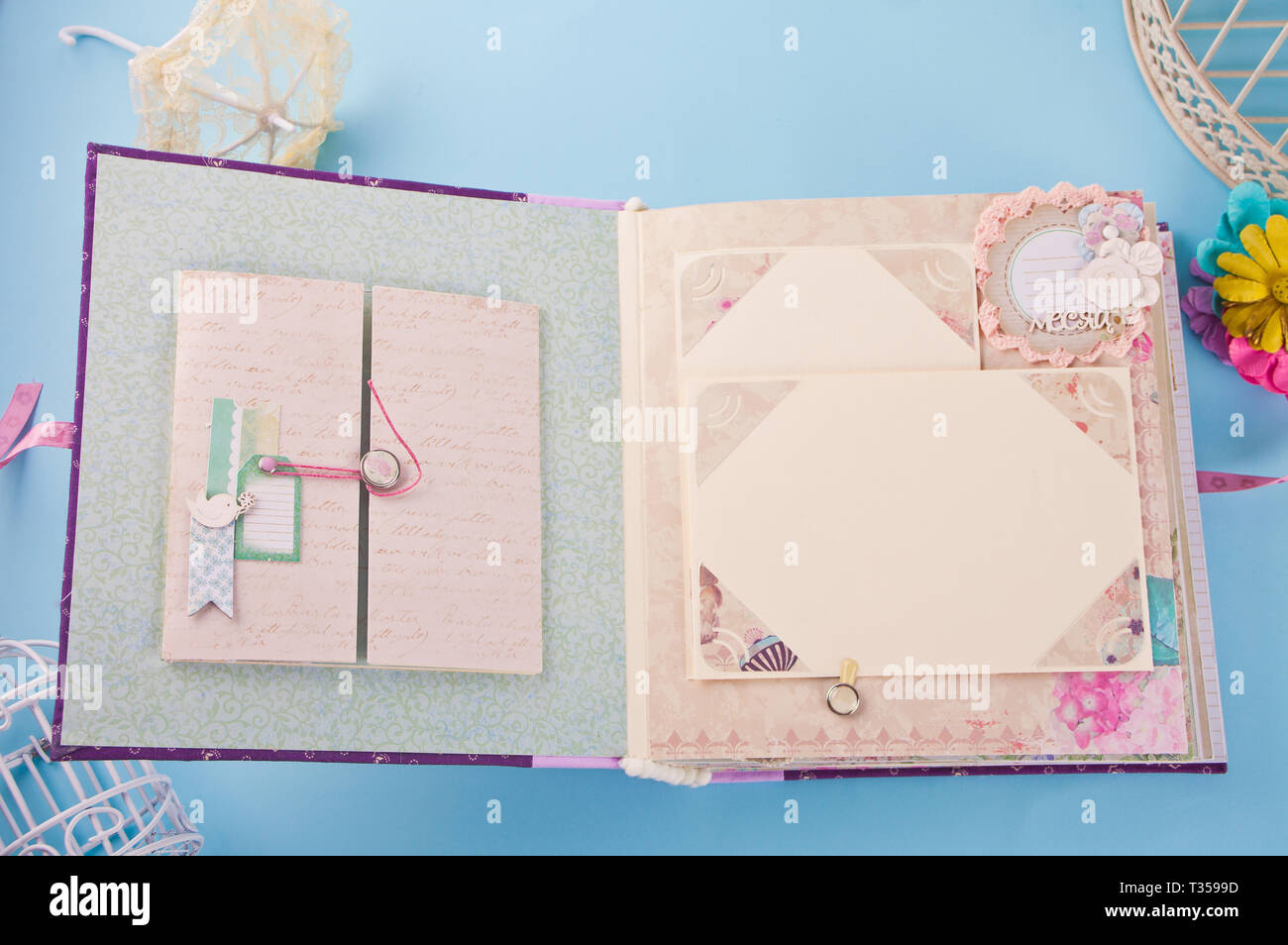 Scrapbooking Album In Chebbi Chic Style For Baby Handmade Stock Photo Alamy