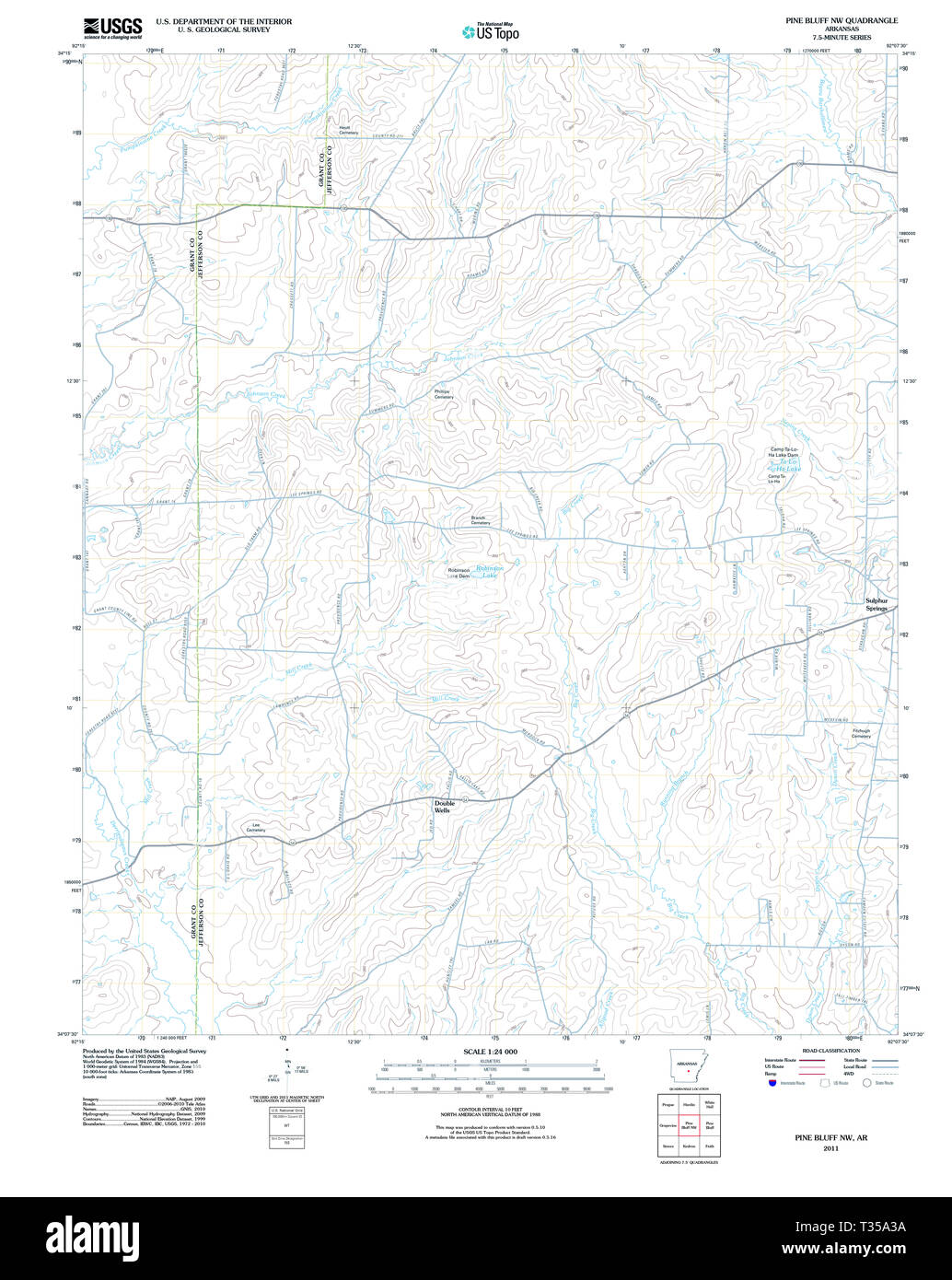 USGS TOPO Map Arkansas AR Pine Bluff NW 20110715 TM Restoration Stock